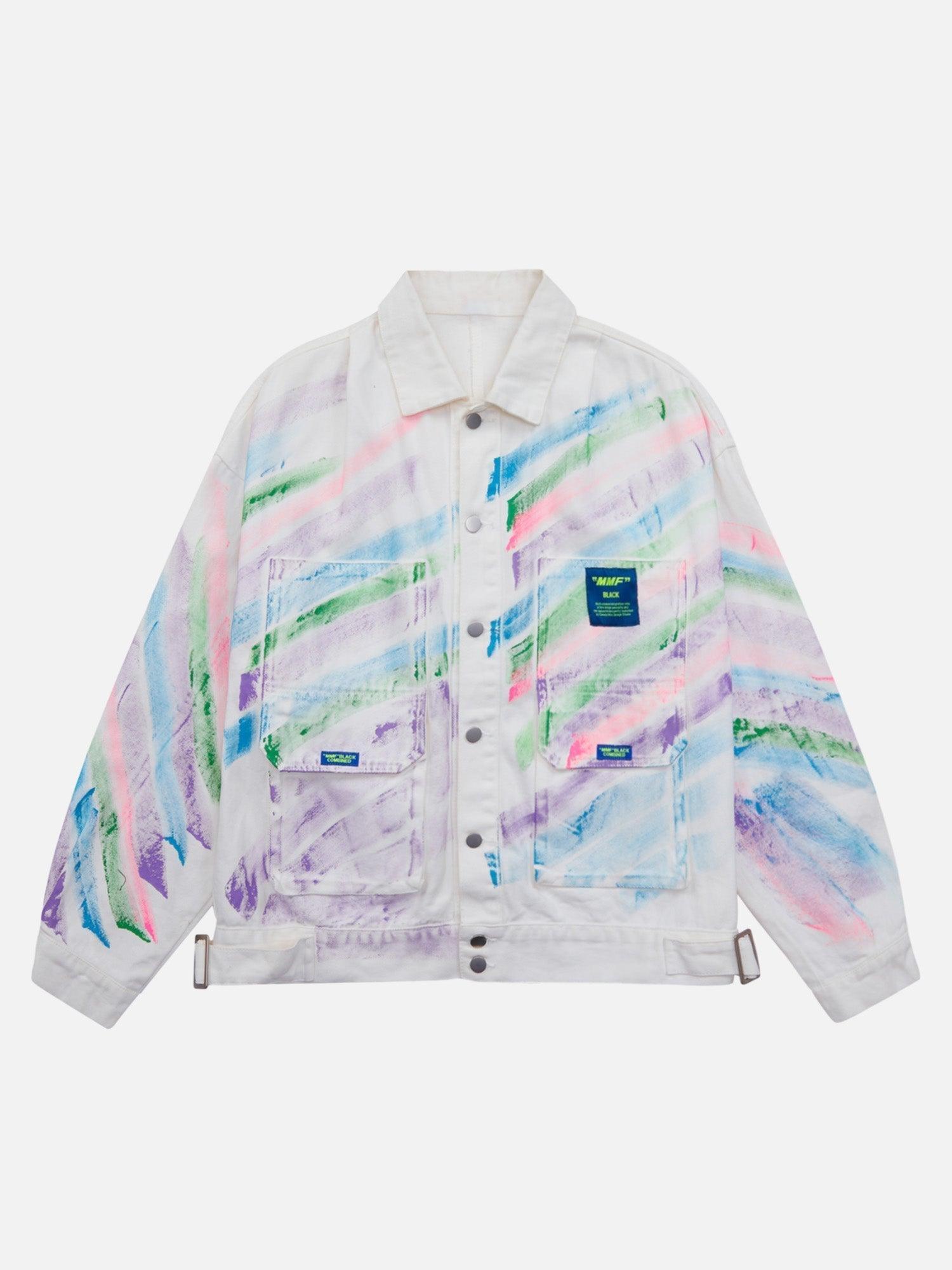 Tntwear® - Hip-hop Hand-painted Graffiti Denim Jacket - tntwear1