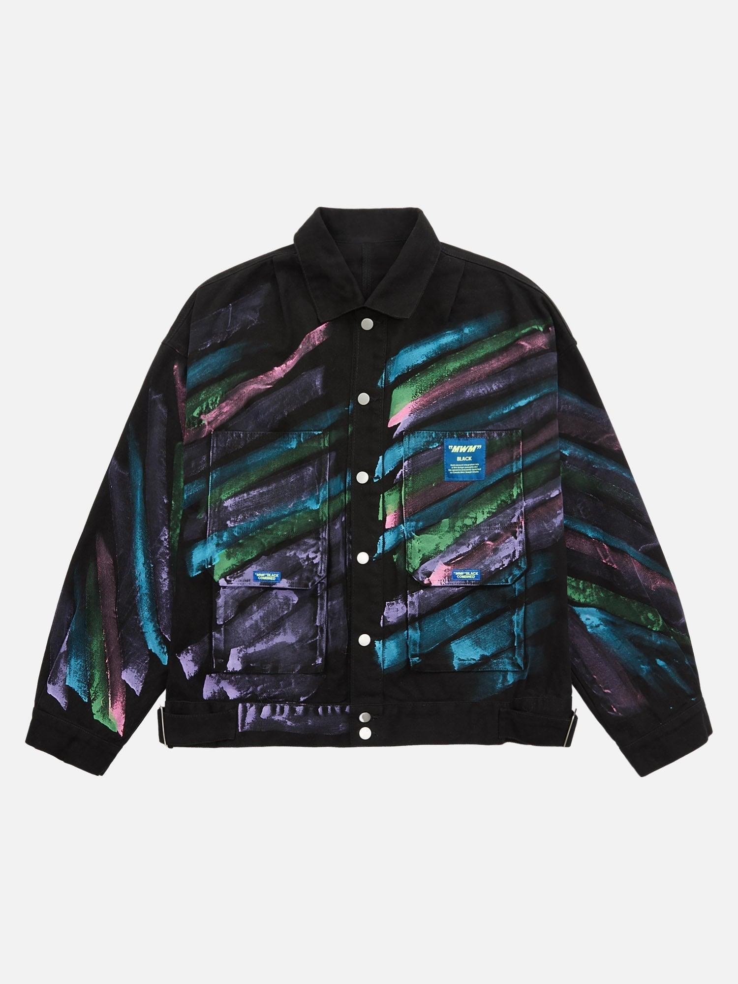 Tntwear® - Hip-hop Hand-painted Graffiti Denim Jacket - tntwear1