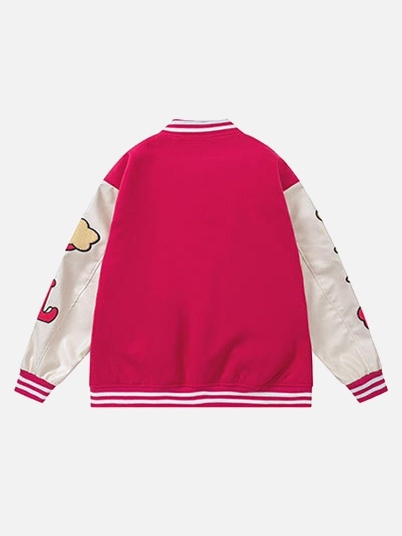 Tntwear® - Hip-hop Towel Embroidered Leather Sleeve Jacket - tntwear1
