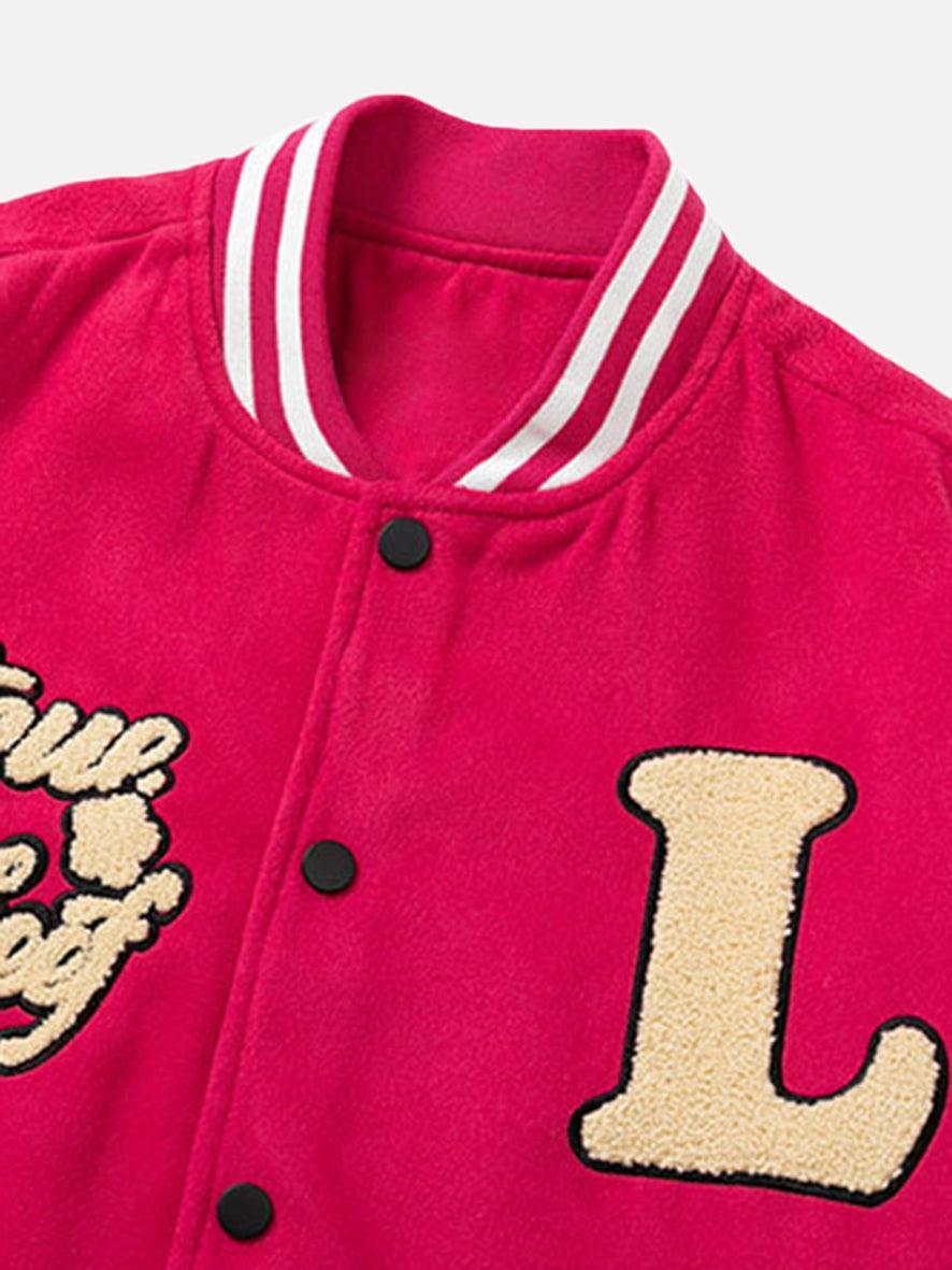 Tntwear® - Hip-hop Towel Embroidered Leather Sleeve Jacket - tntwear1