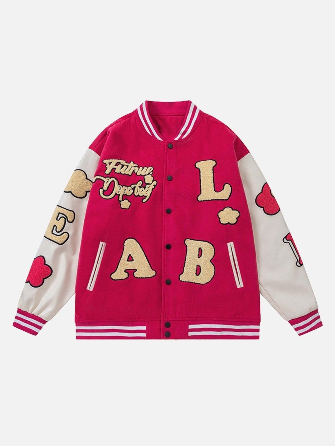 Tntwear® - Hip-hop Towel Embroidered Leather Sleeve Jacket - tntwear1