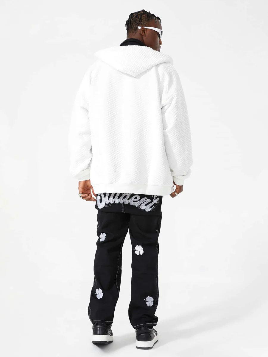 Tntwear® - Letter Embroidered Hoodie Jacket -1095 - tntwear1