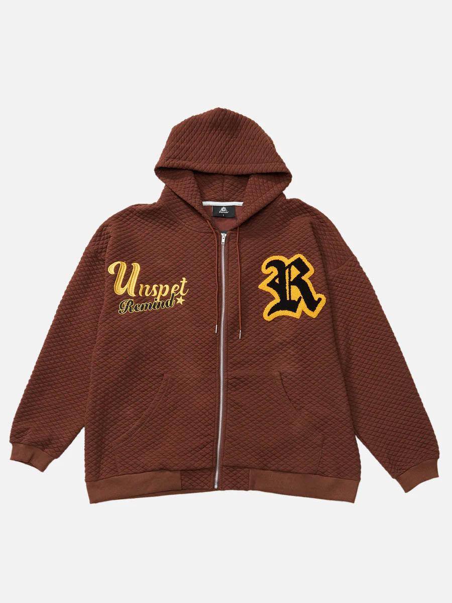 Tntwear® - Letter Embroidered Hoodie Jacket -1095 - tntwear1