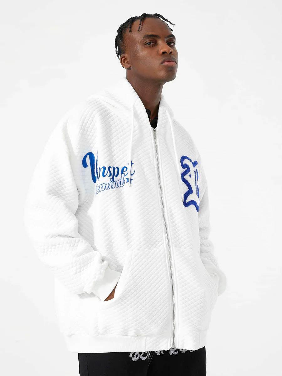 Tntwear® - Letter Embroidered Hoodie Jacket -1095 - tntwear1
