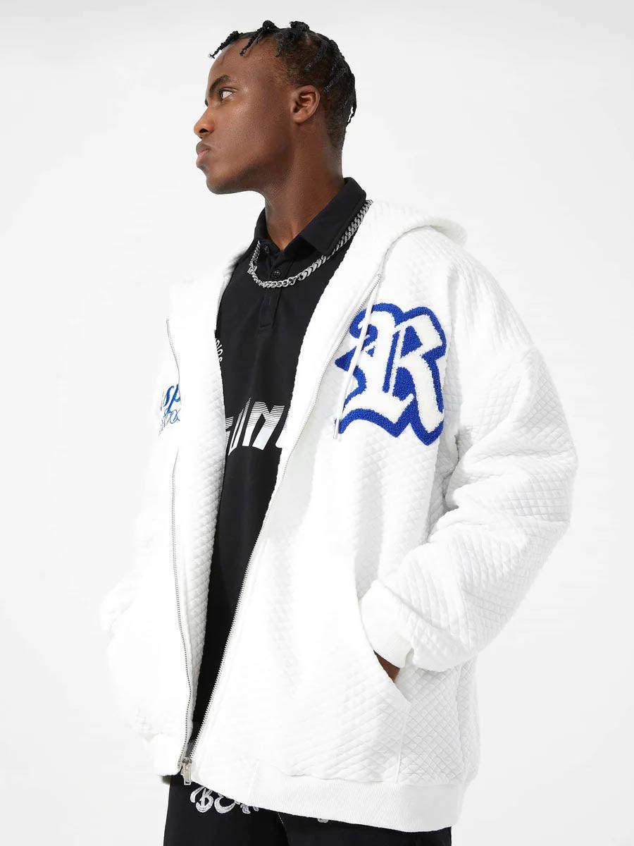 Tntwear® - Letter Embroidered Hoodie Jacket -1095 - tntwear1