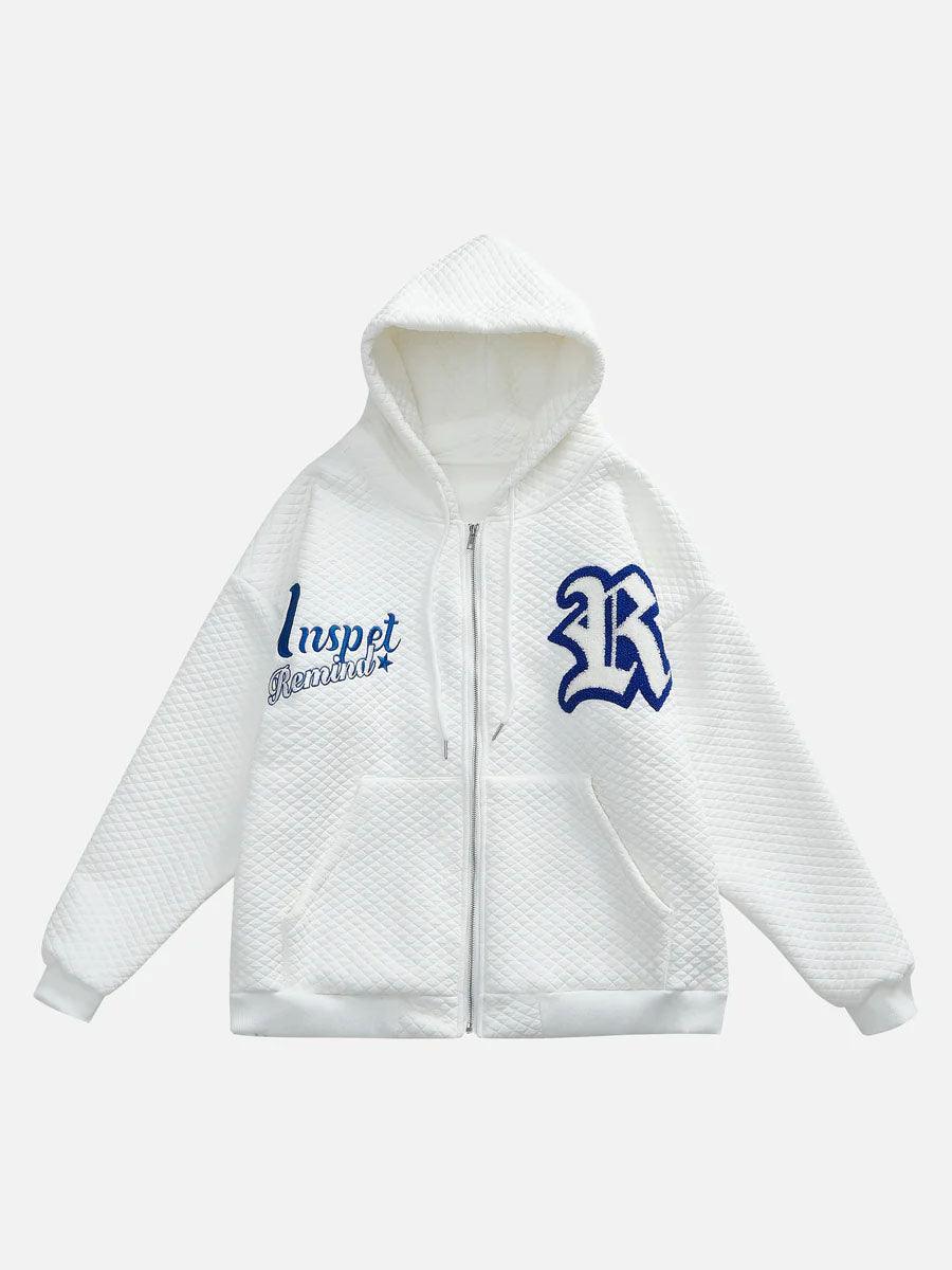 Tntwear® - Letter Embroidered Hoodie Jacket -1095 - tntwear1
