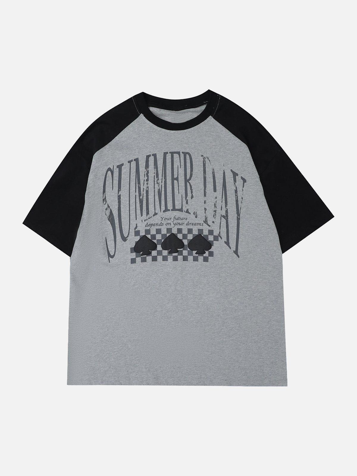 Tntwear® - Love Heart Print Patchwork Tee - tntwear1