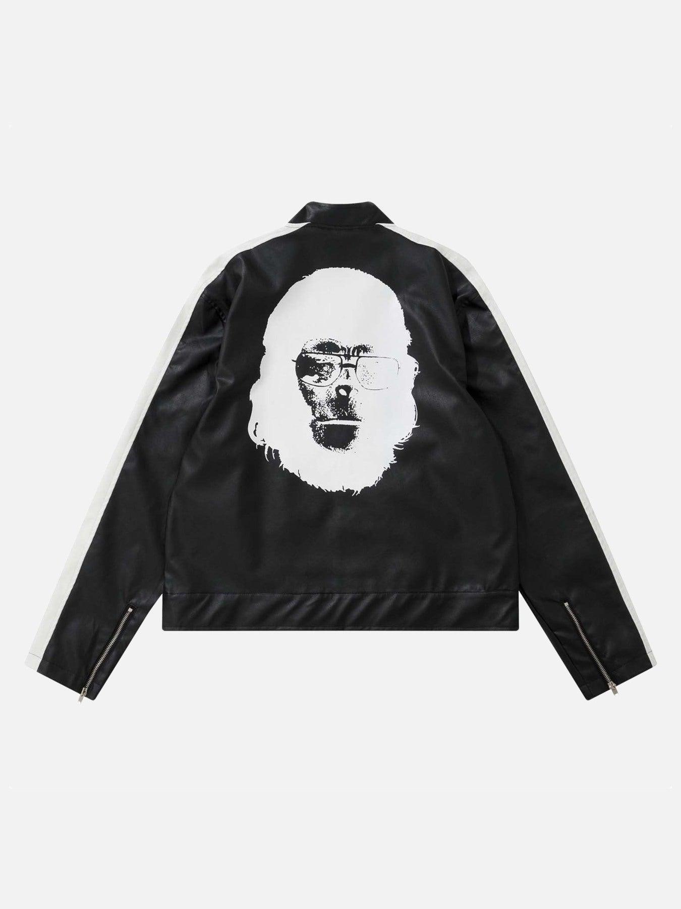 Tntwear® - Monkey Monogrammed Leather Jacket - 1808 - tntwear1