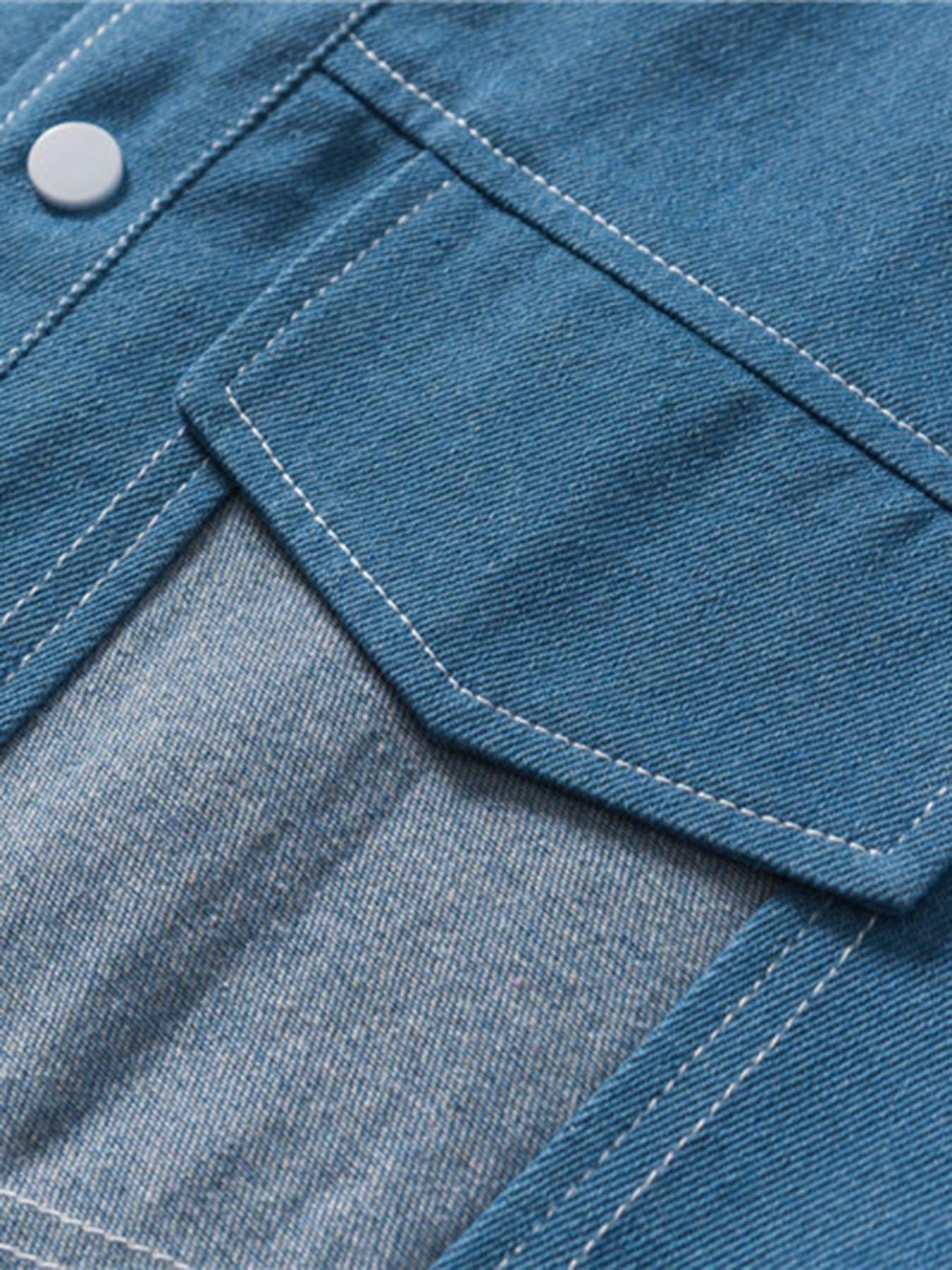 Tntwear® - Patch Embroidered Denim Patchwork Baseball Jacket - tntwear1