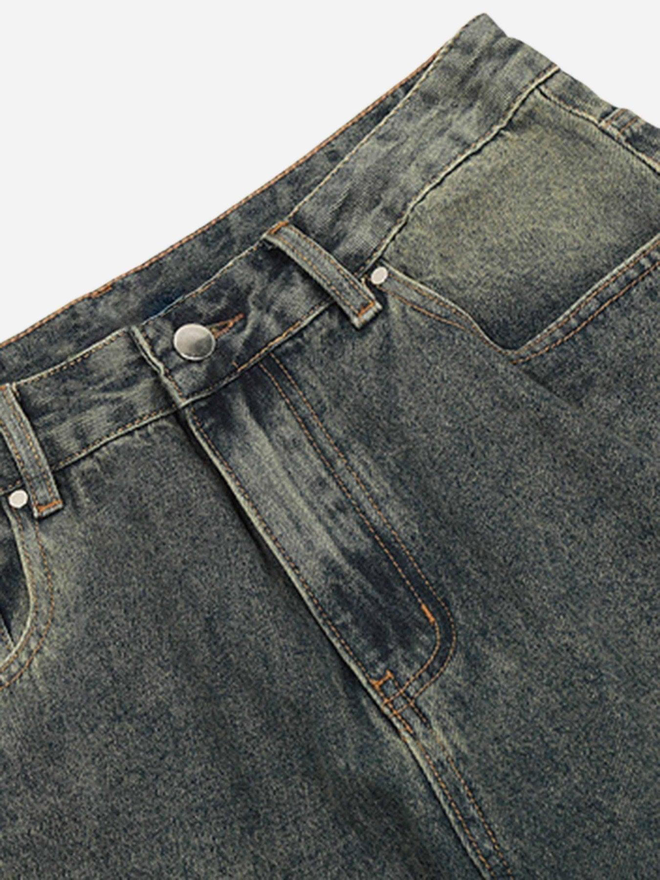 Tntwear® - Patchwork Tie Design Micro Flare Jeans - 1678 - tntwear1