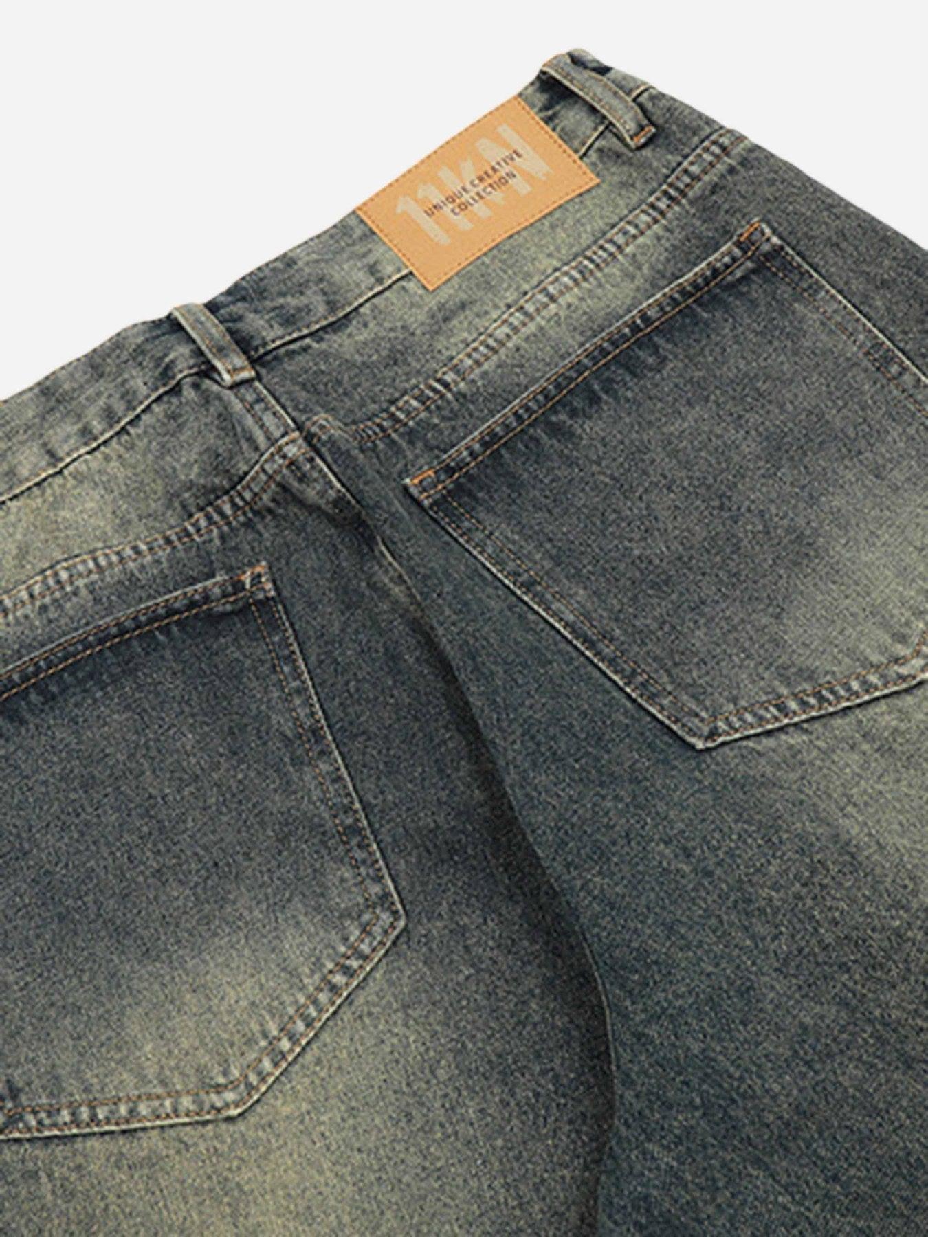 Tntwear® - Patchwork Tie Design Micro Flare Jeans - 1678 - tntwear1