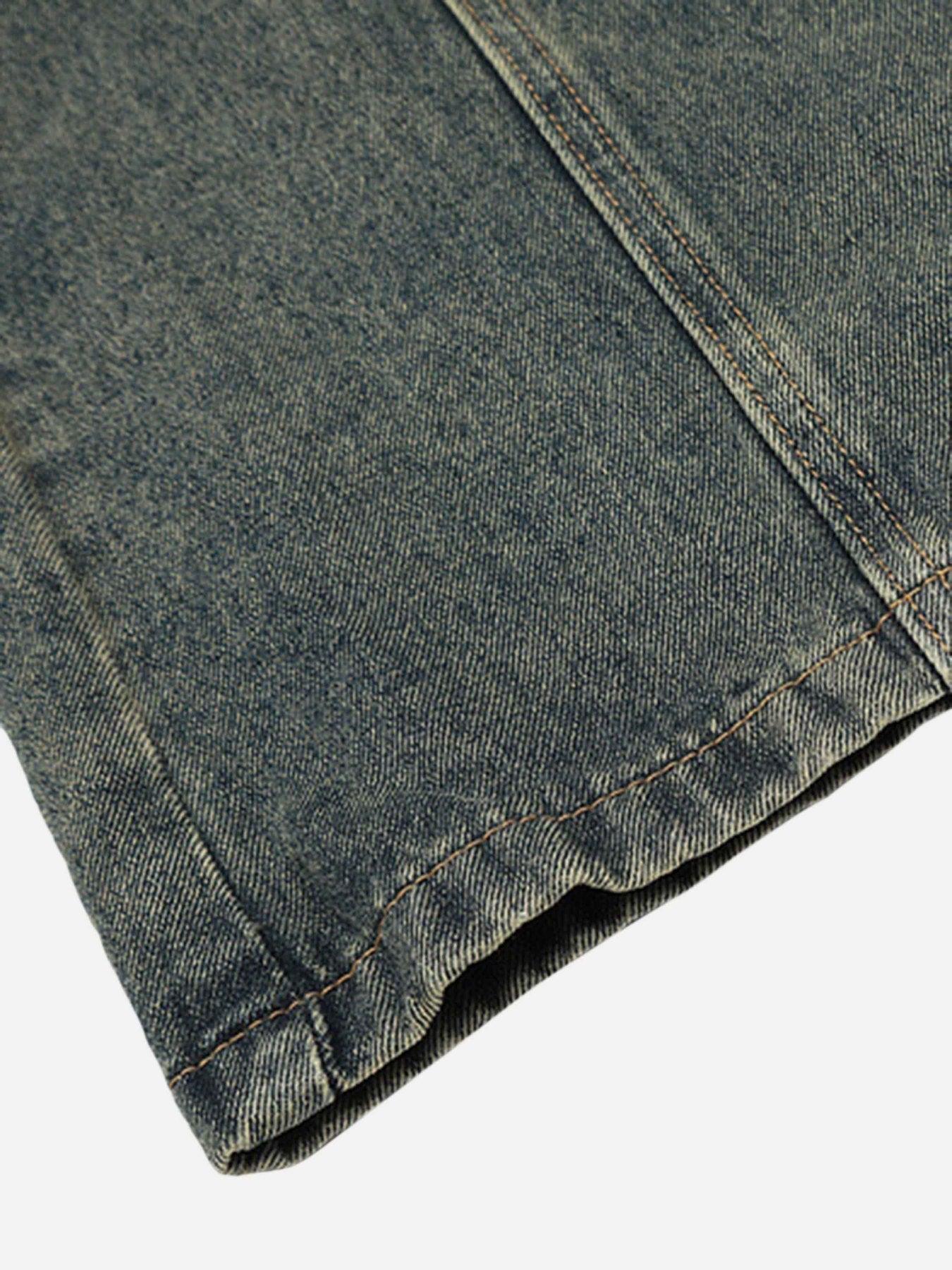 Tntwear® - Patchwork Tie Design Micro Flare Jeans - 1678 - tntwear1