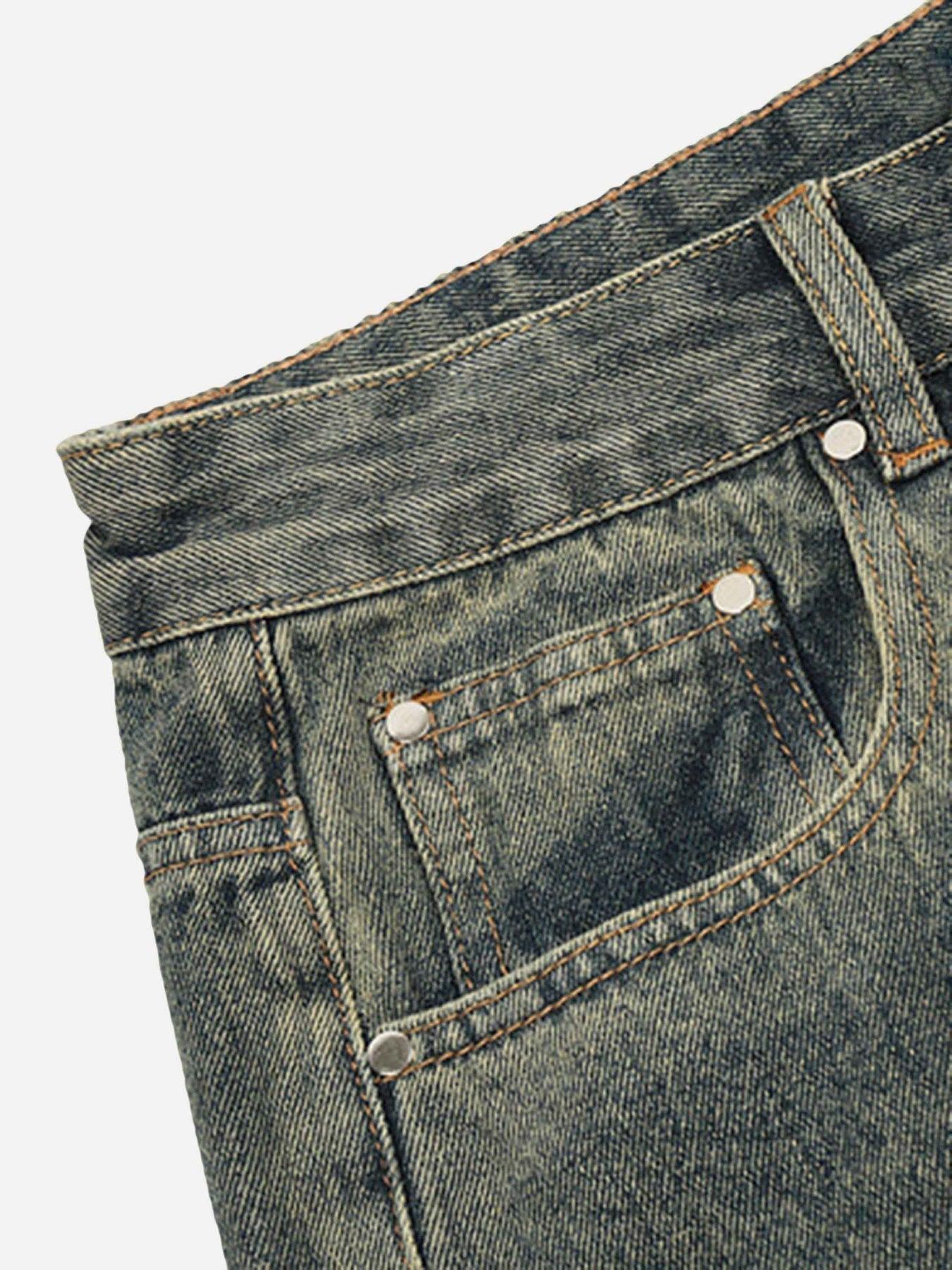 Tntwear® - Patchwork Tie Design Micro Flare Jeans - 1678 - tntwear1