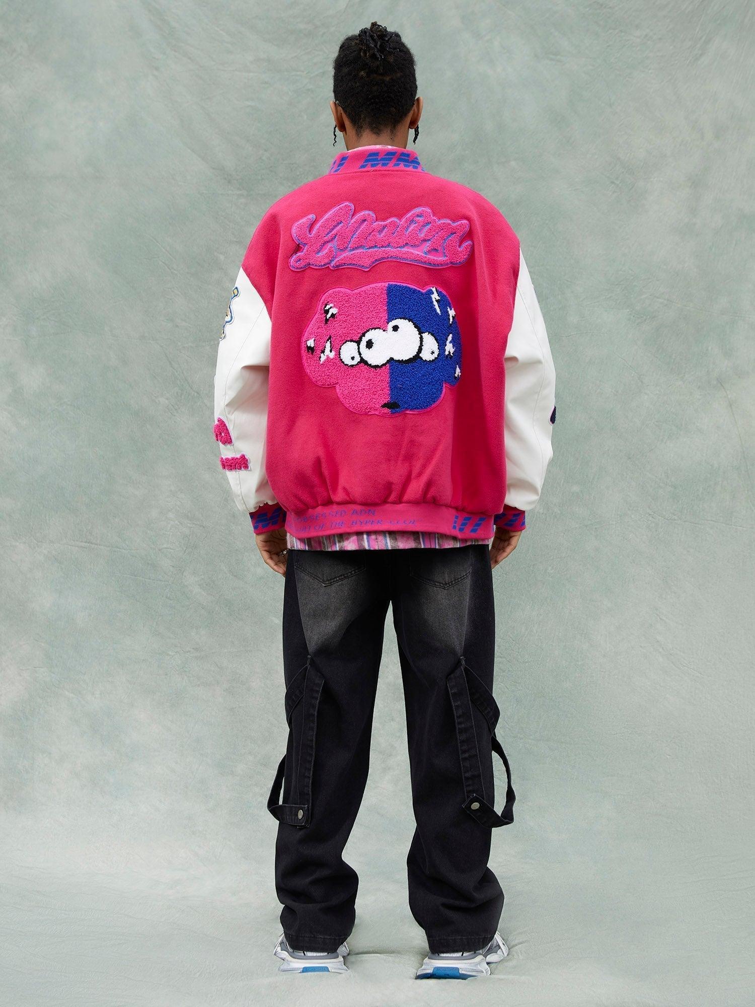 Tntwear® - Pink Terry Patch Embroidered Hip Hop Baseball Jersey - 1965 - tntwear1