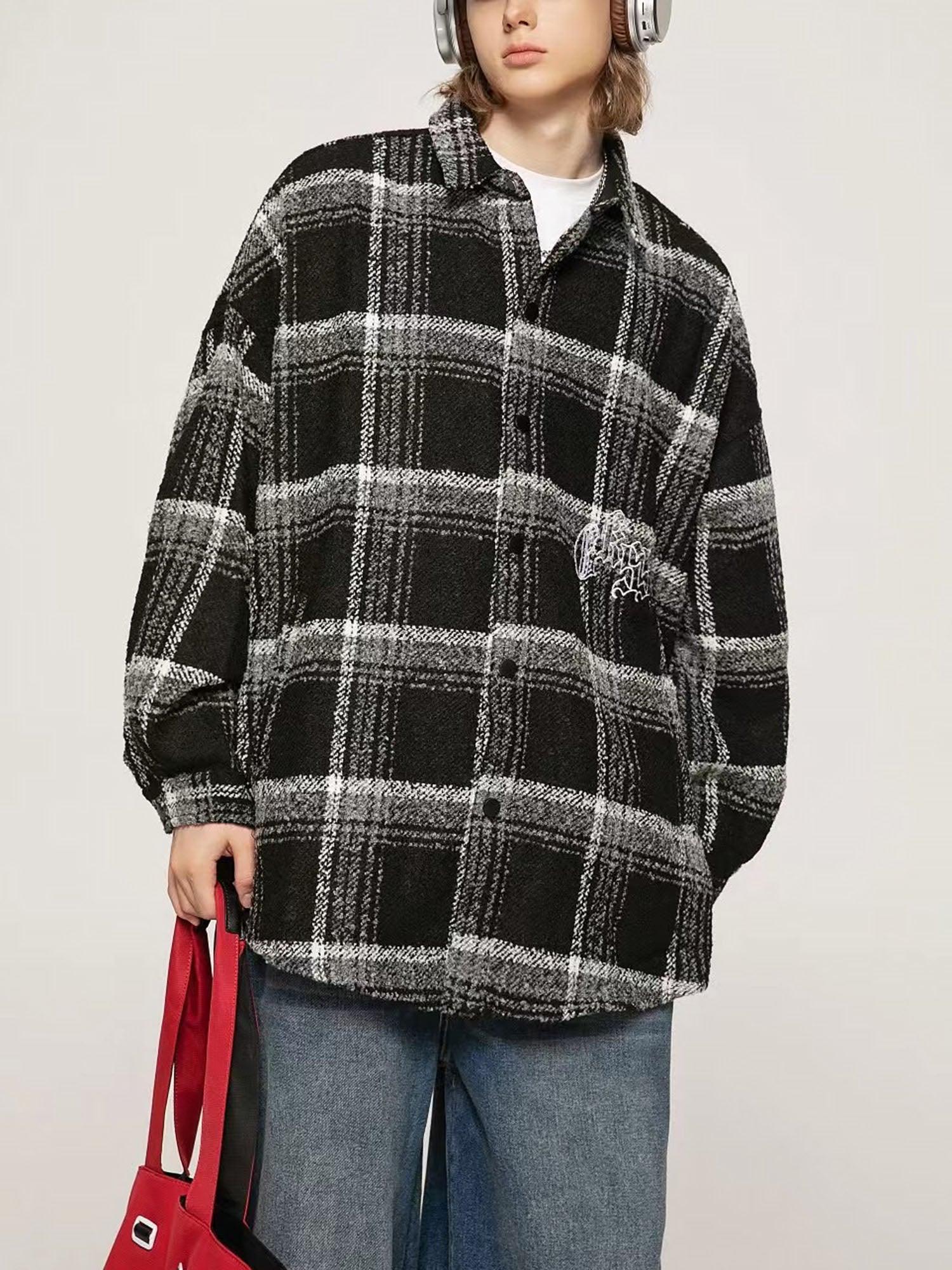 Tntwear® - Plaid Cotton Wool Reversible Shirt Jacket - tntwear1