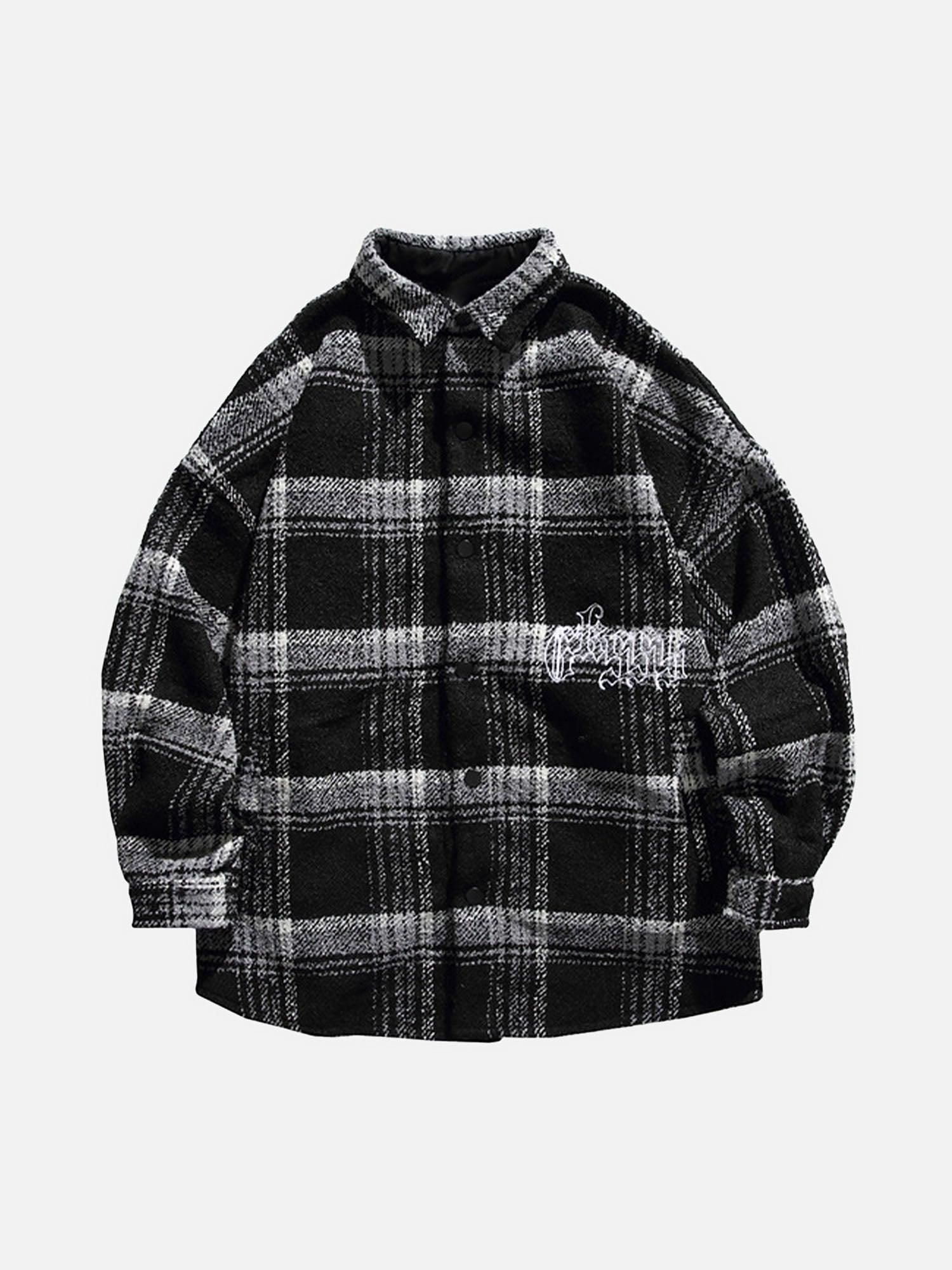 Tntwear® - Plaid Cotton Wool Reversible Shirt Jacket - tntwear1