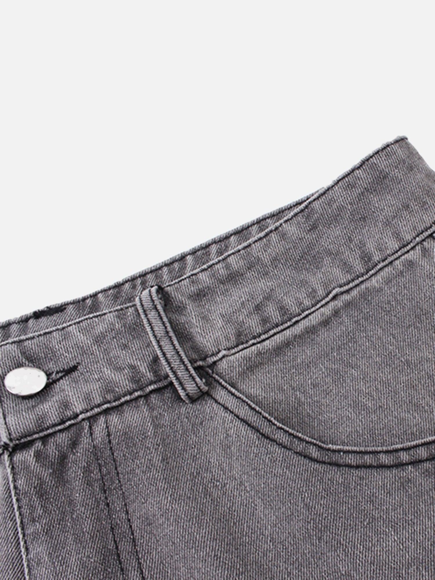 Tntwear® - Ripped Patchwork Washed Straight-leg Jeans - tntwear1