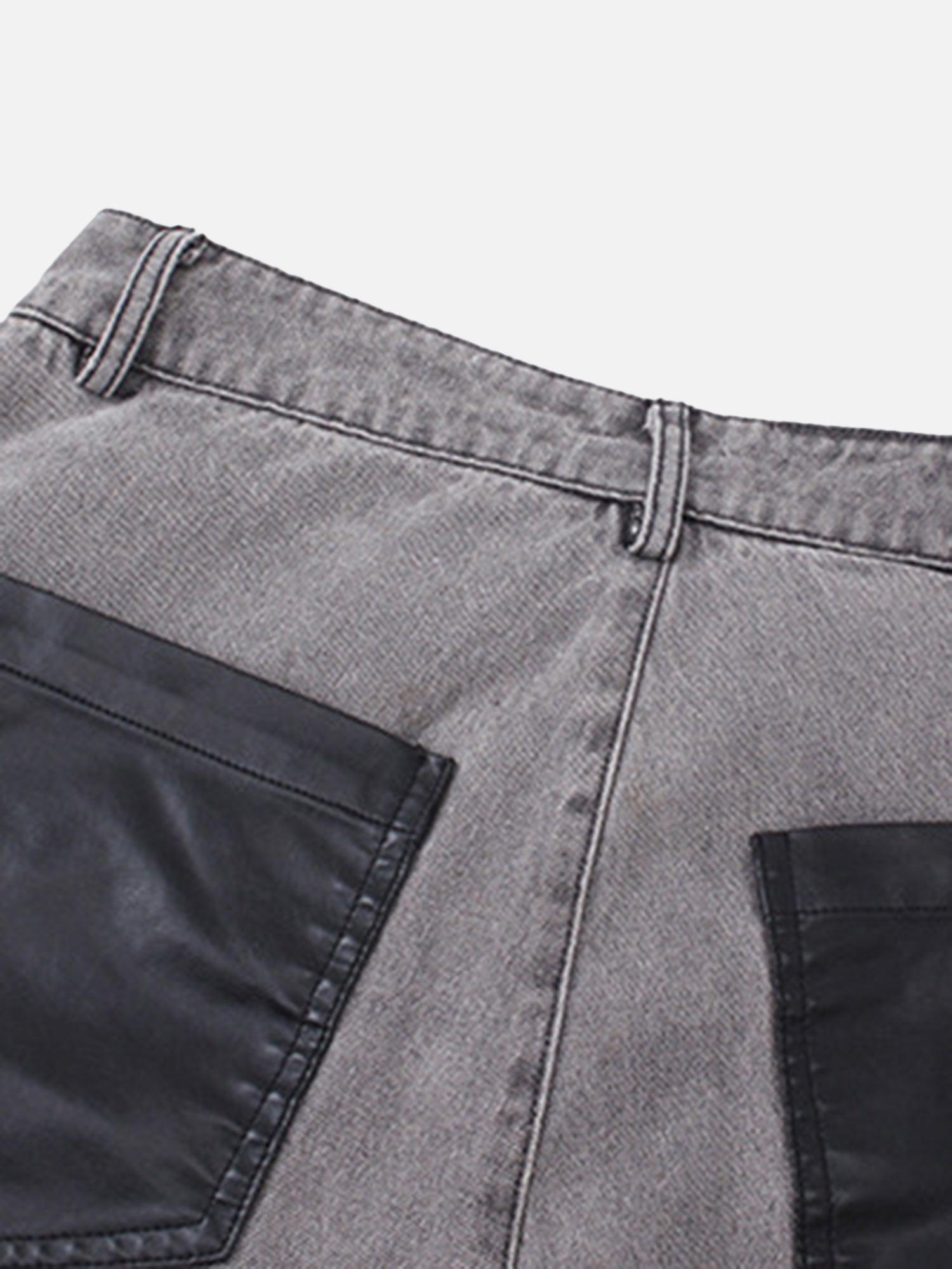 Tntwear® - Ripped Patchwork Washed Straight-leg Jeans - tntwear1