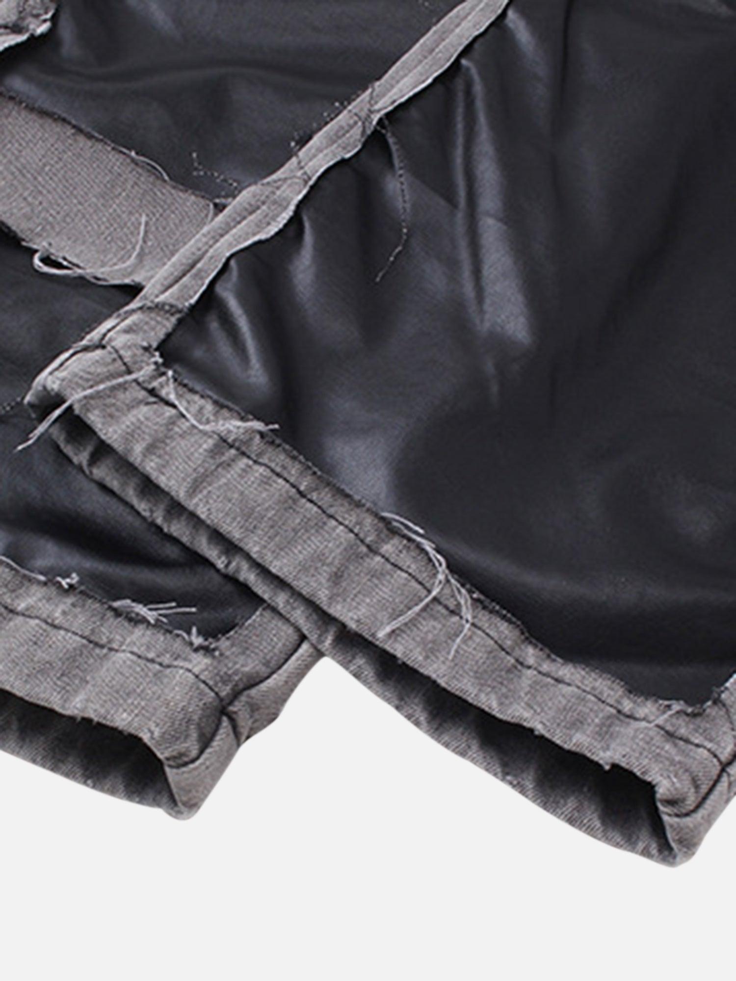 Tntwear® - Ripped Patchwork Washed Straight-leg Jeans - tntwear1