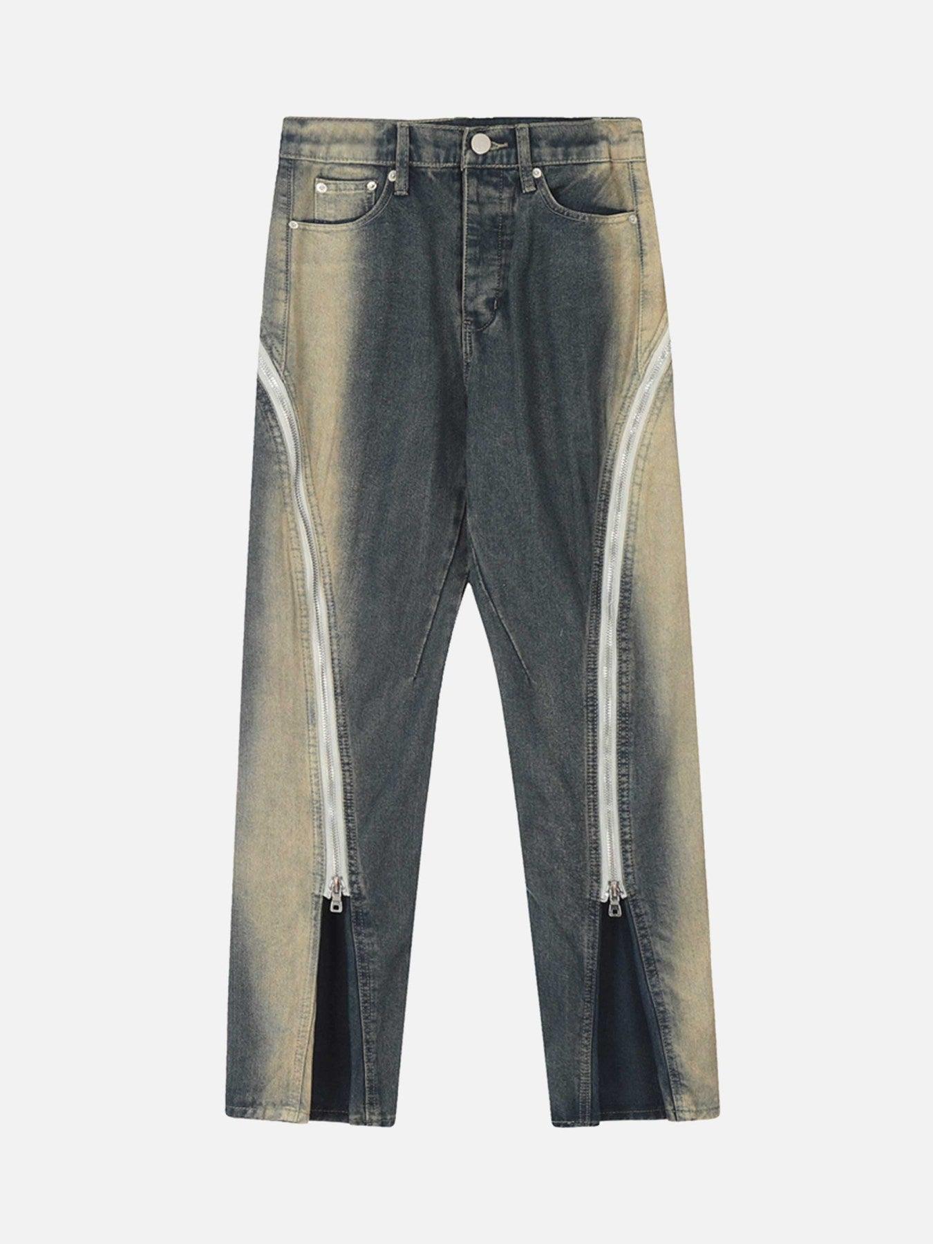 Tntwear® - Sprayed Gradient Straight Leg Denim Wide Leg Pants - tntwear1