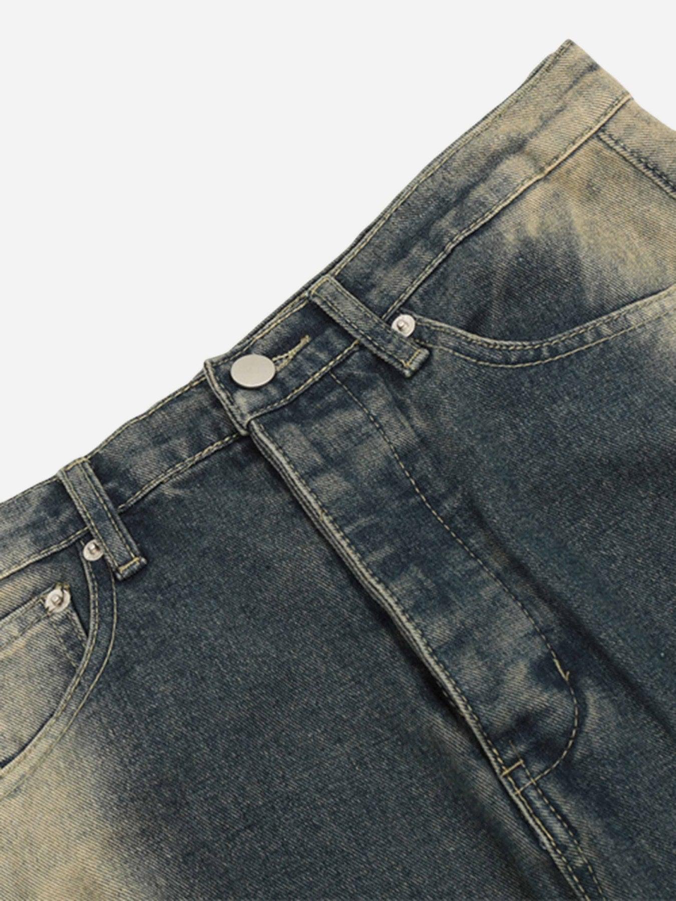 Tntwear® - Sprayed Gradient Straight Leg Denim Wide Leg Pants - tntwear1