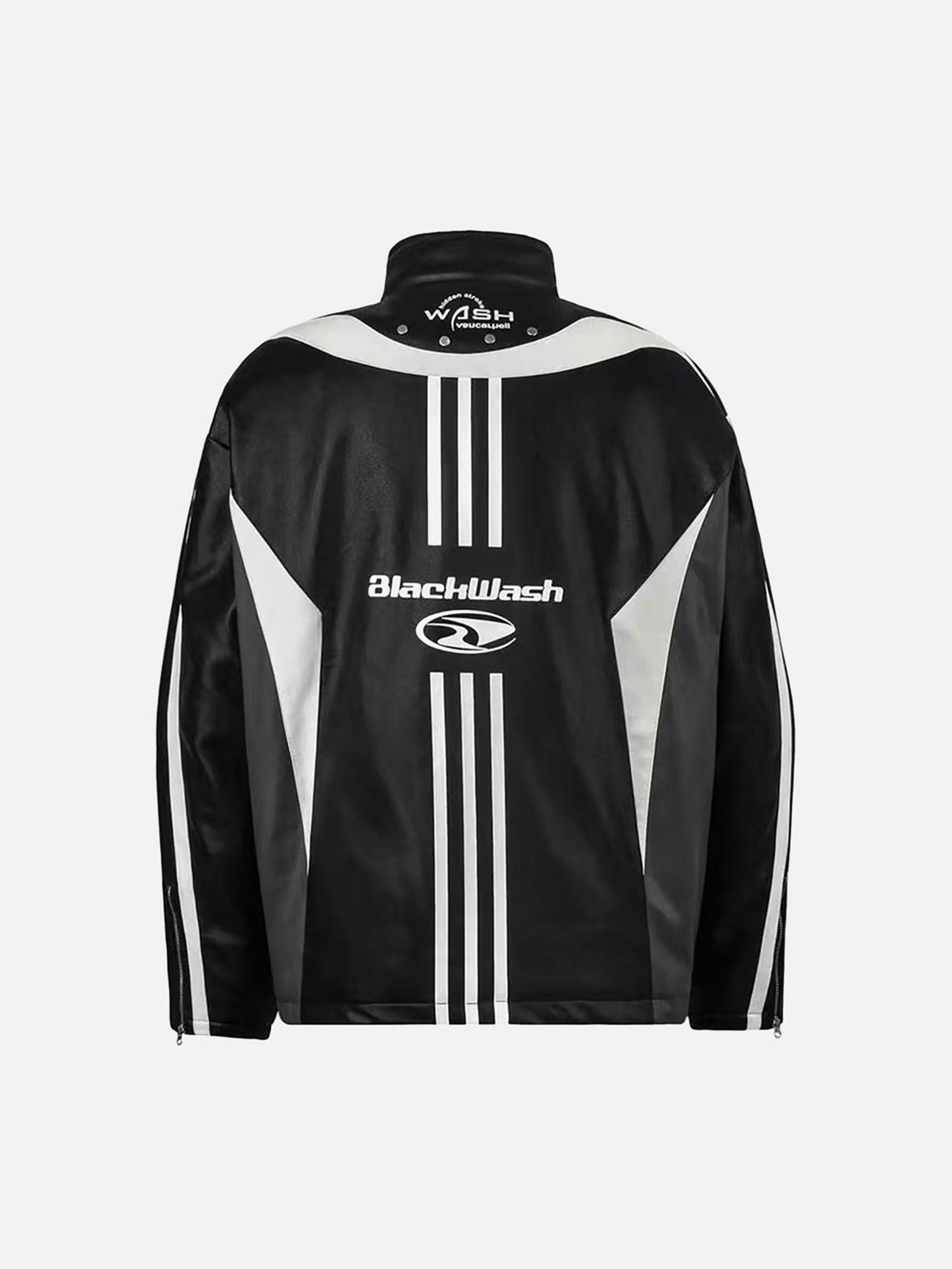 Tntwear® - Stand Collar Motorcycle PU Leather Racing Jacket - 1941 - tntwear1