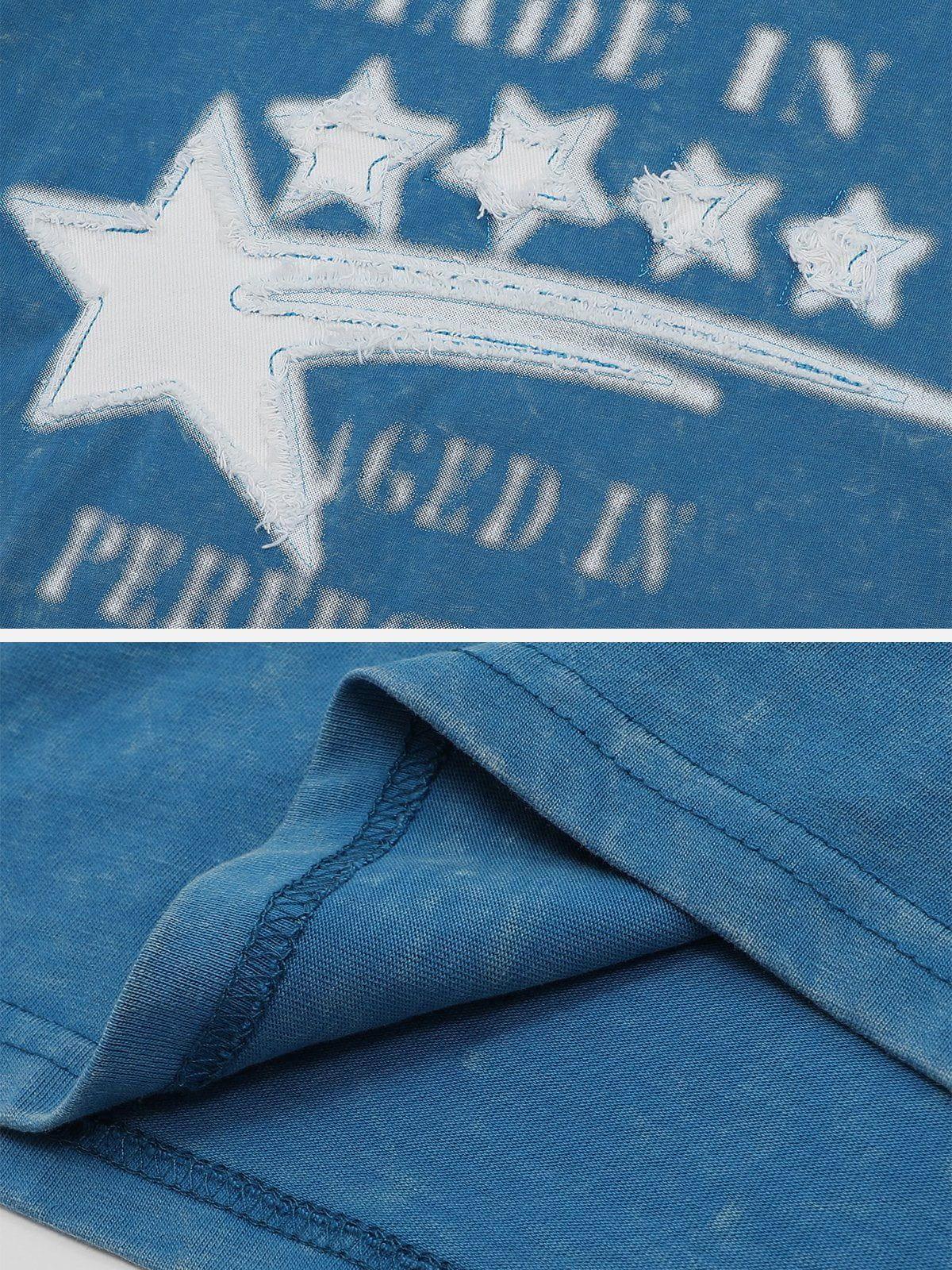 Tntwear® - Star Applique Embroidery Tassel Tee - tntwear1