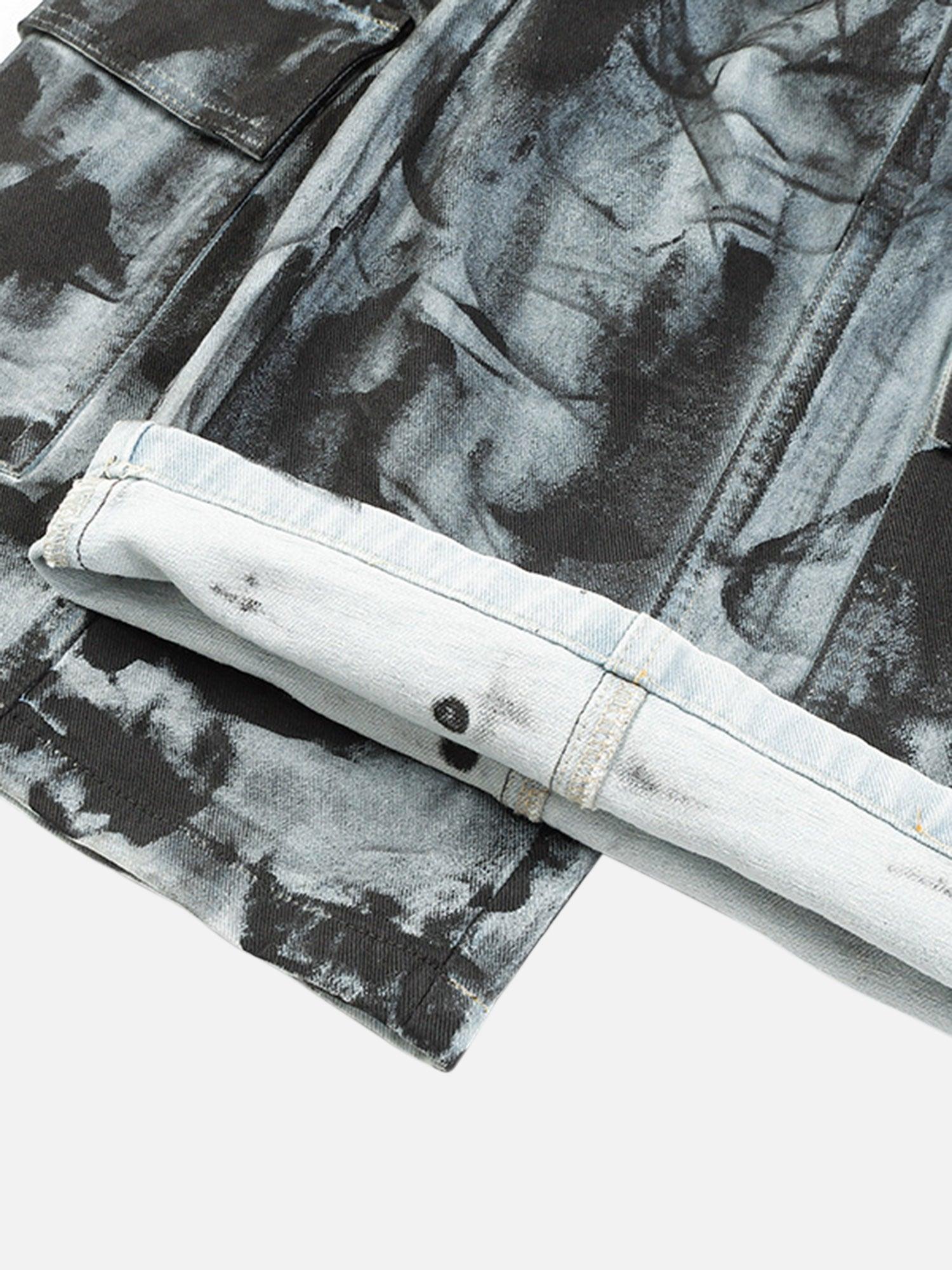 Tntwear® - Street Fashion Heavy Industry Washed And Distressed Work Jeans - tntwear1