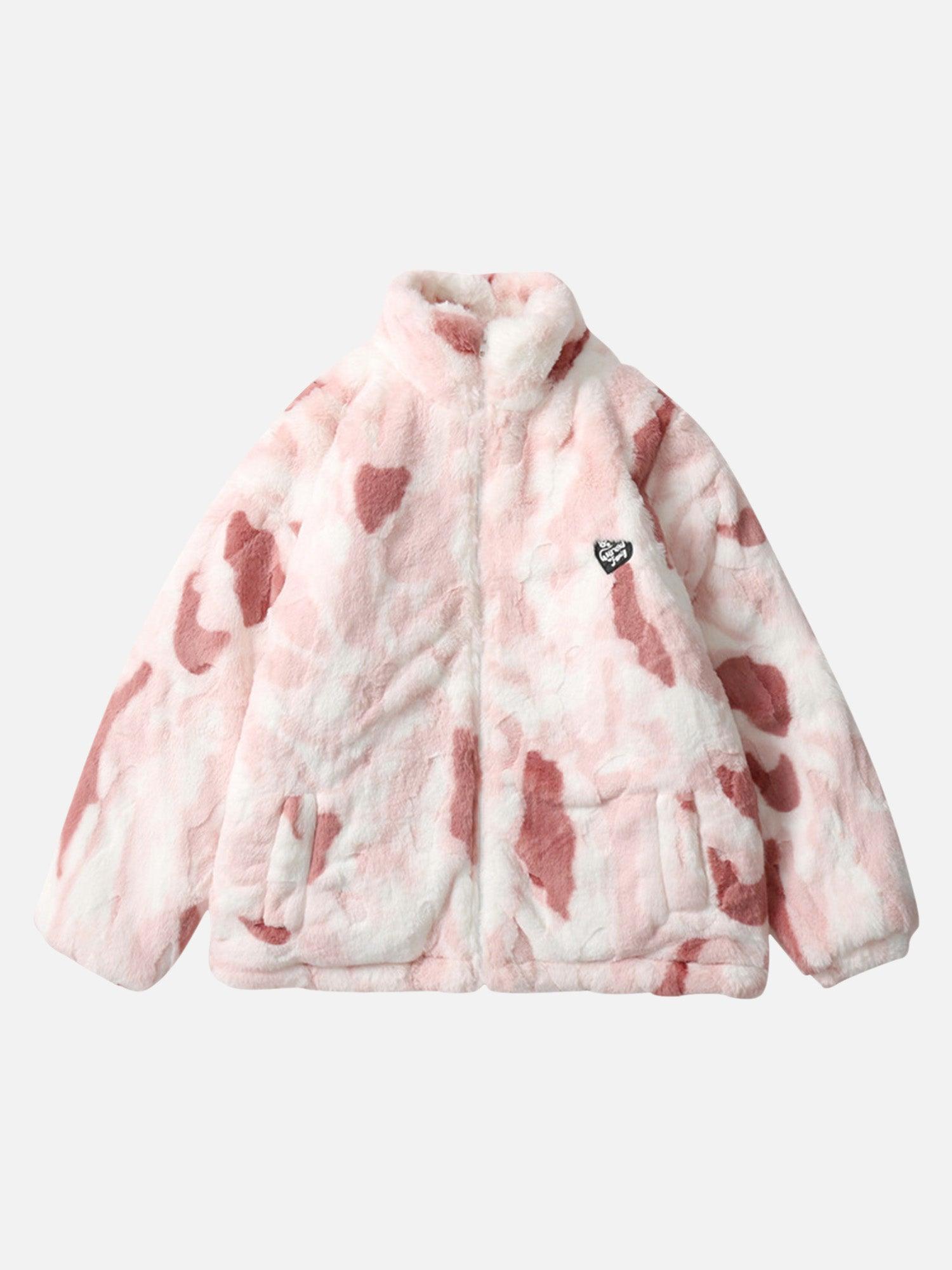 Tntwear® - Tie-dye Stand-up Collar Sherpa Jacket - tntwear1