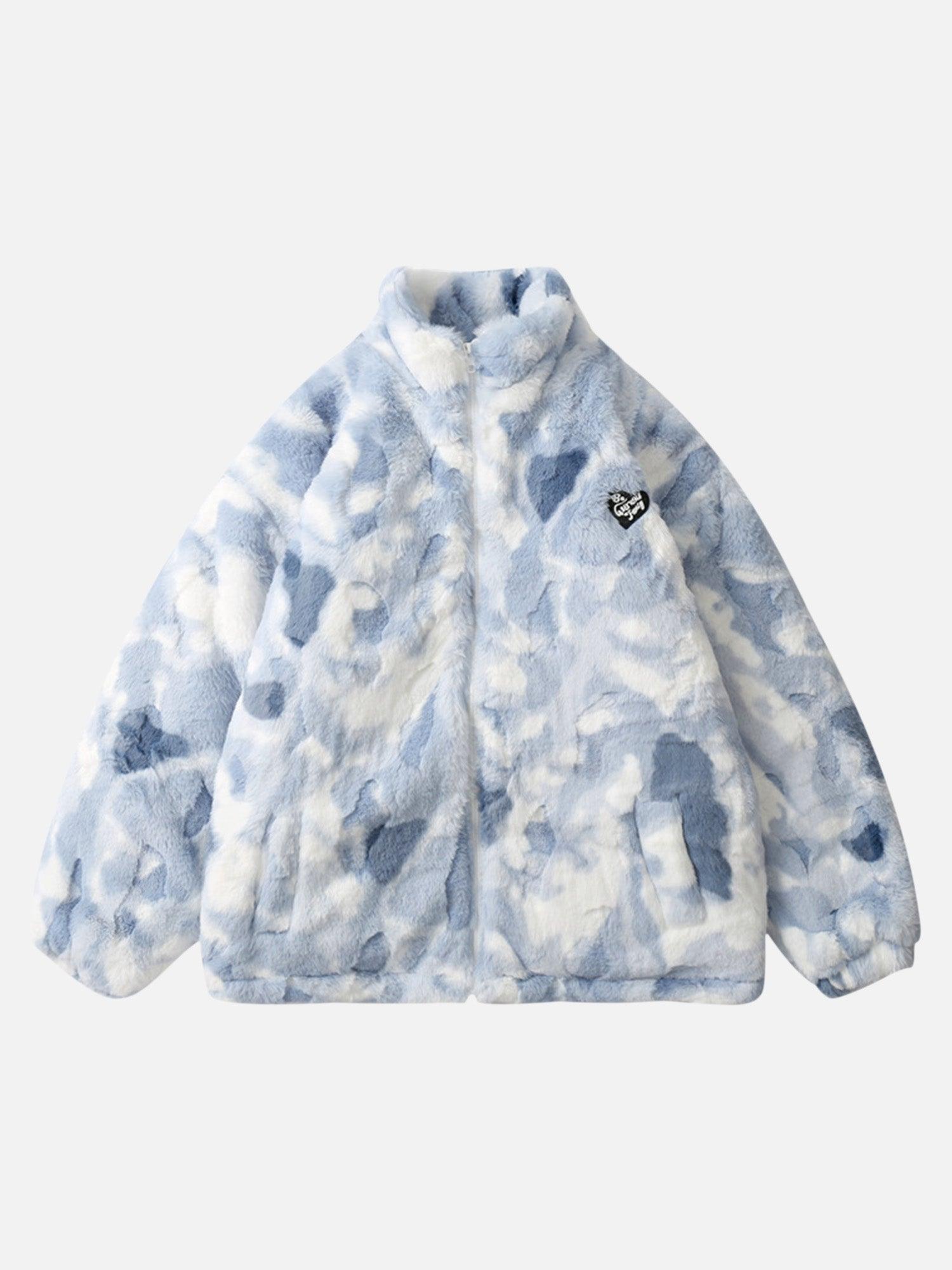 Tntwear® - Tie-dye Stand-up Collar Sherpa Jacket - tntwear1