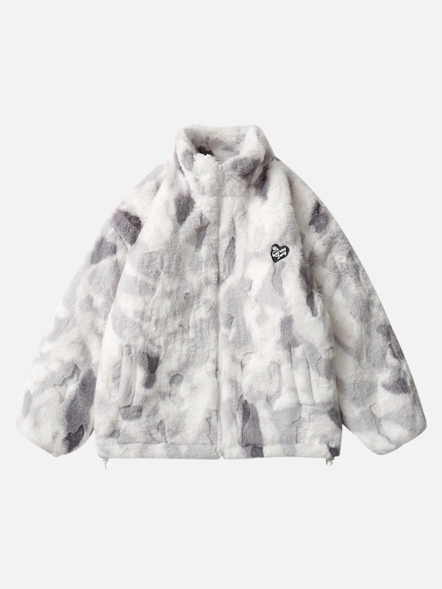 Tntwear® - Tie-dye Stand-up Collar Sherpa Jacket - tntwear1