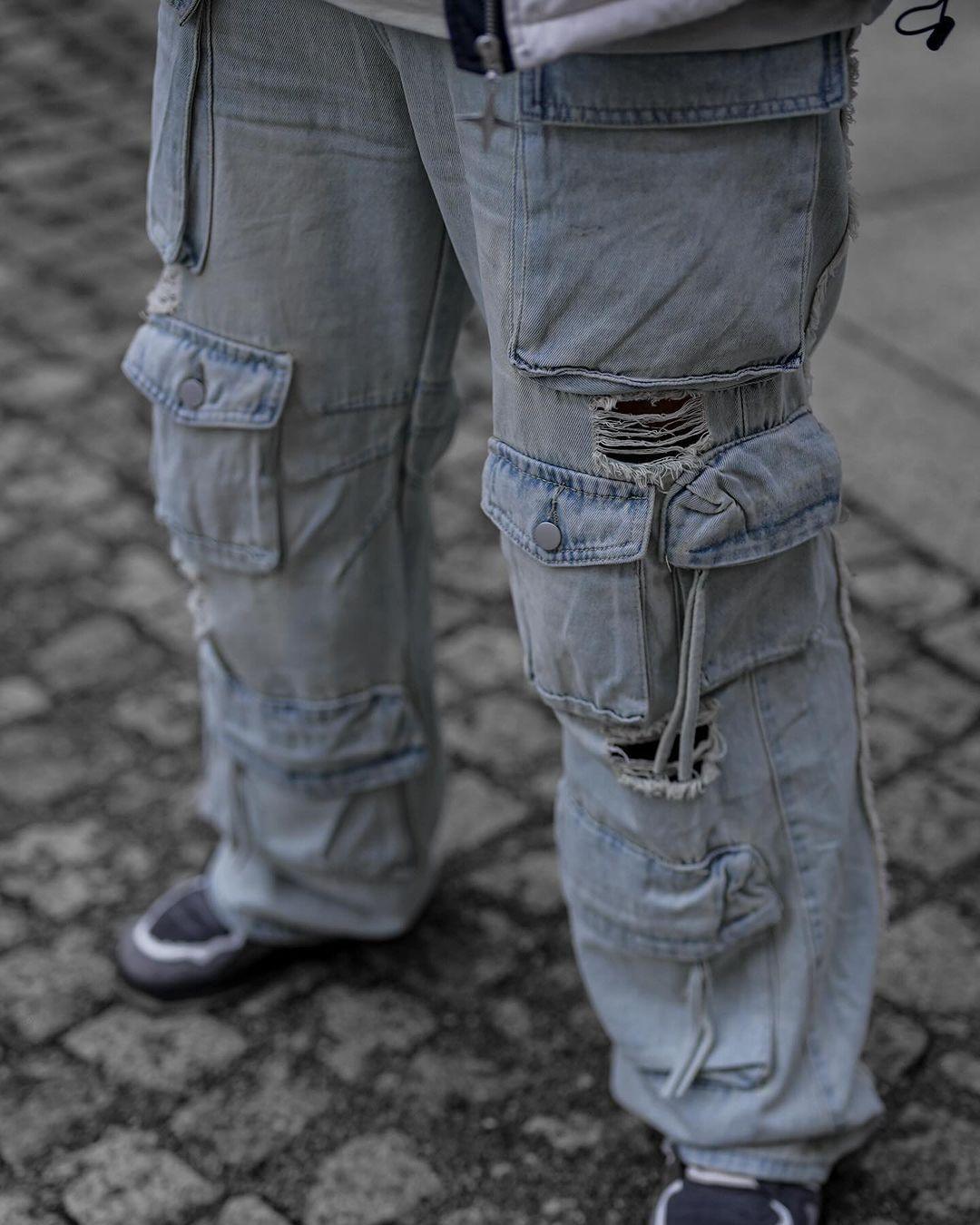 Tntwear® - Washed Multi-pocket Work Jeans - 1830 - tntwear1