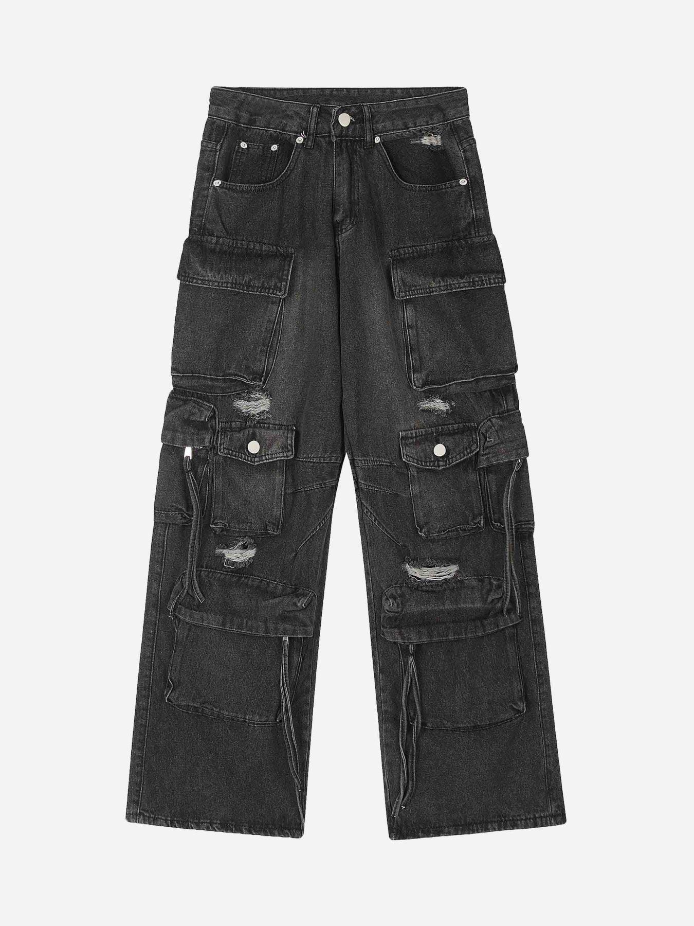 Tntwear® - Washed Multi-pocket Work Jeans - 1830 - tntwear1