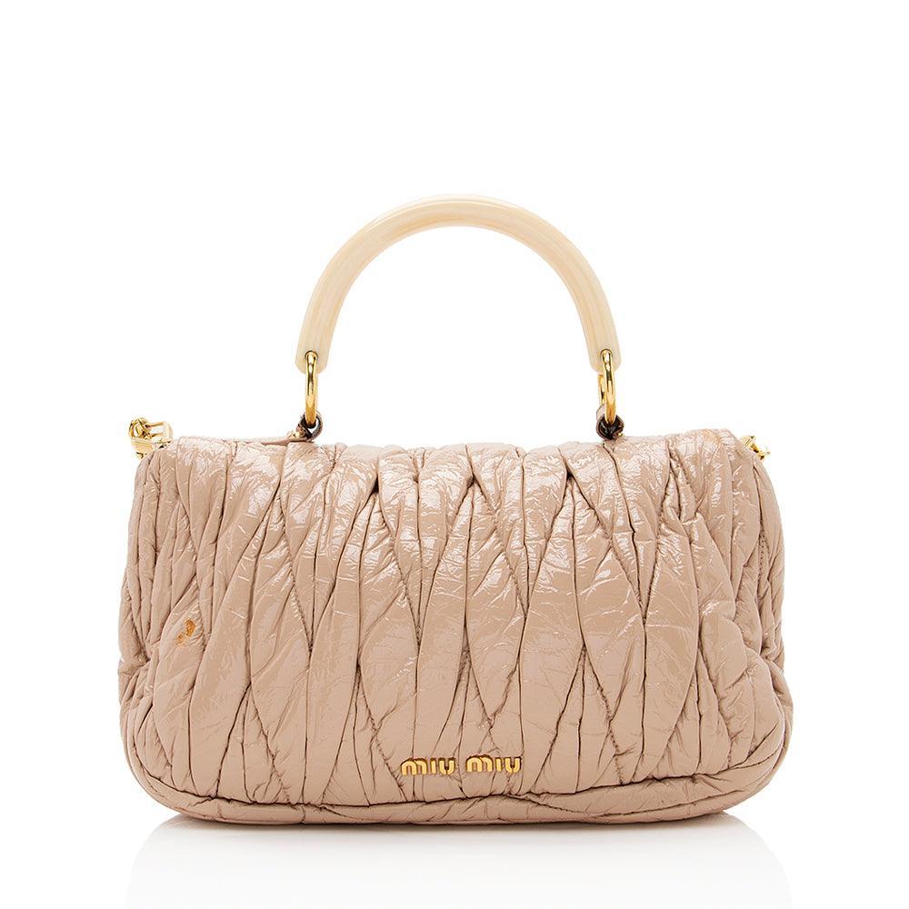 Miu Miu Matelasse Patent Leather Top Handle Flap Bag - FINAL SALE - tntwear1