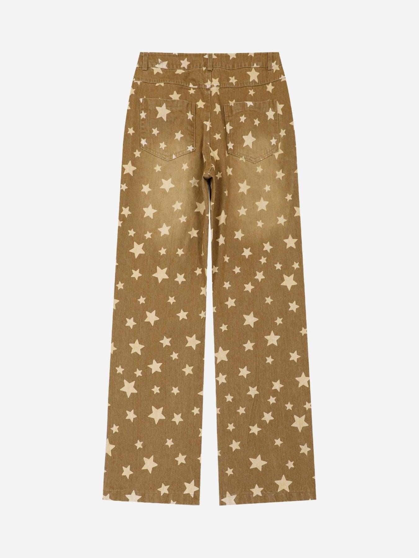 Sneakerland American Washed Star Ripped Straight Jeans - tntwear1