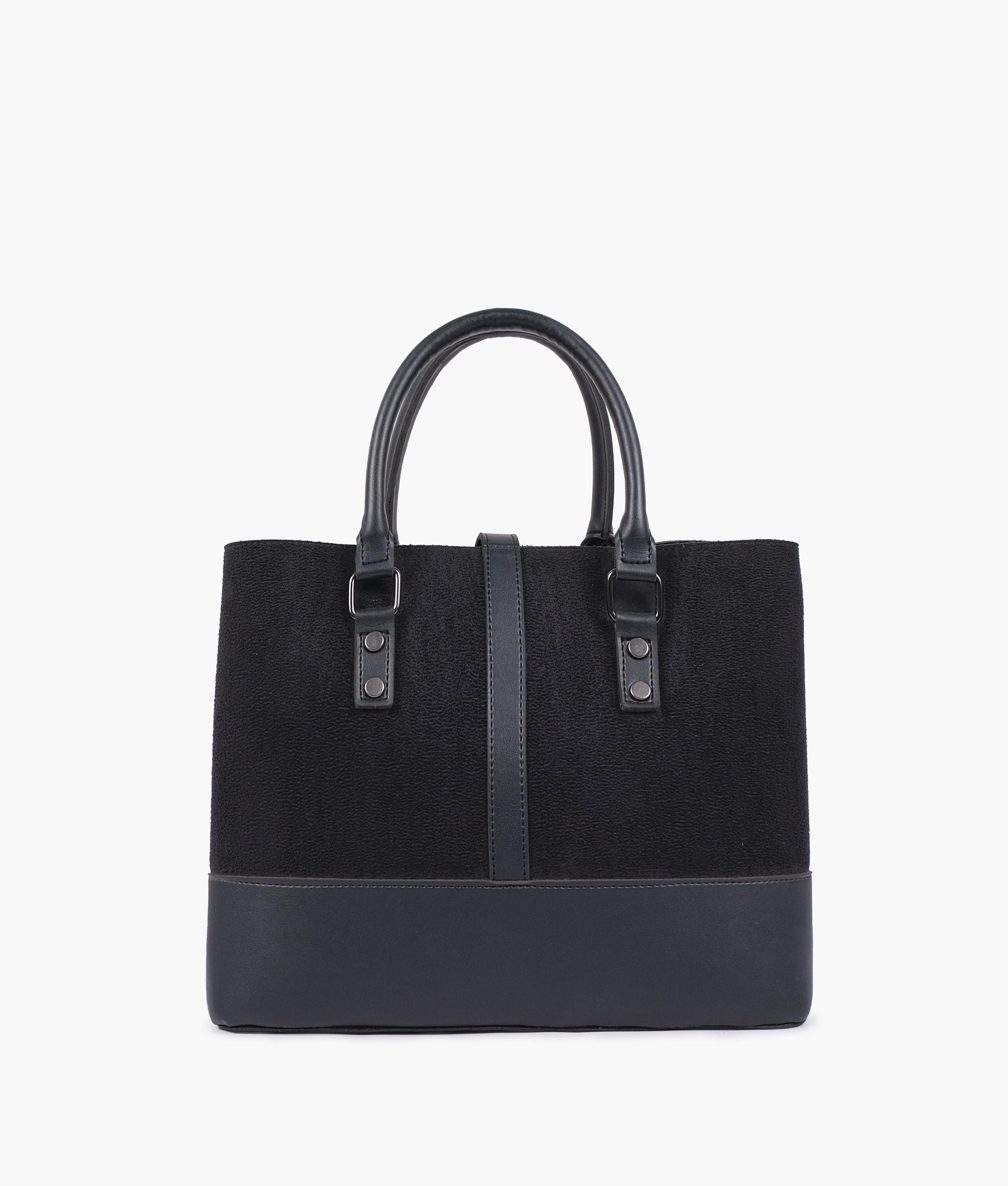 Black suede multi-compartment shoulder bag - tntwear1
