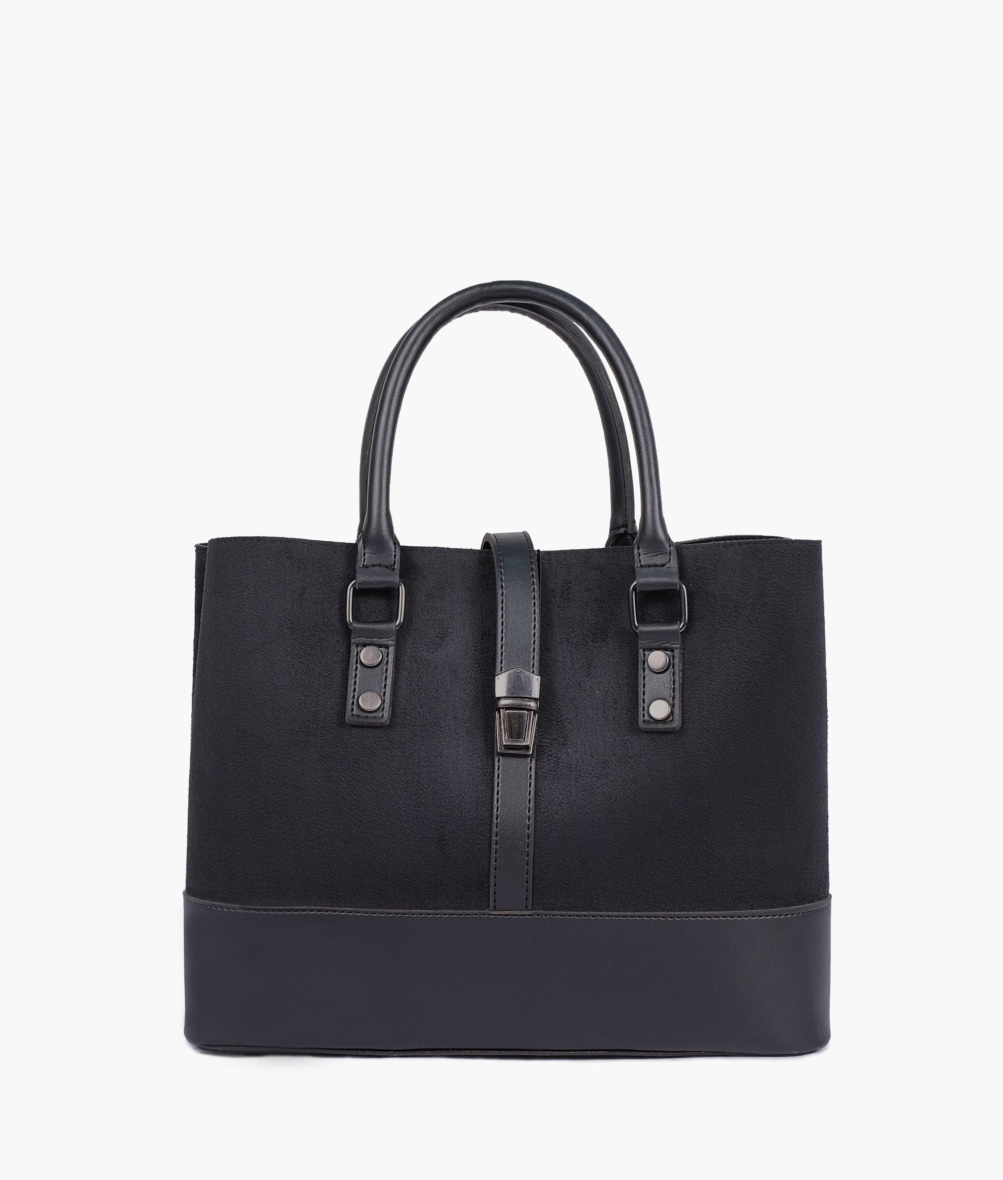 Black suede multi-compartment shoulder bag - tntwear1