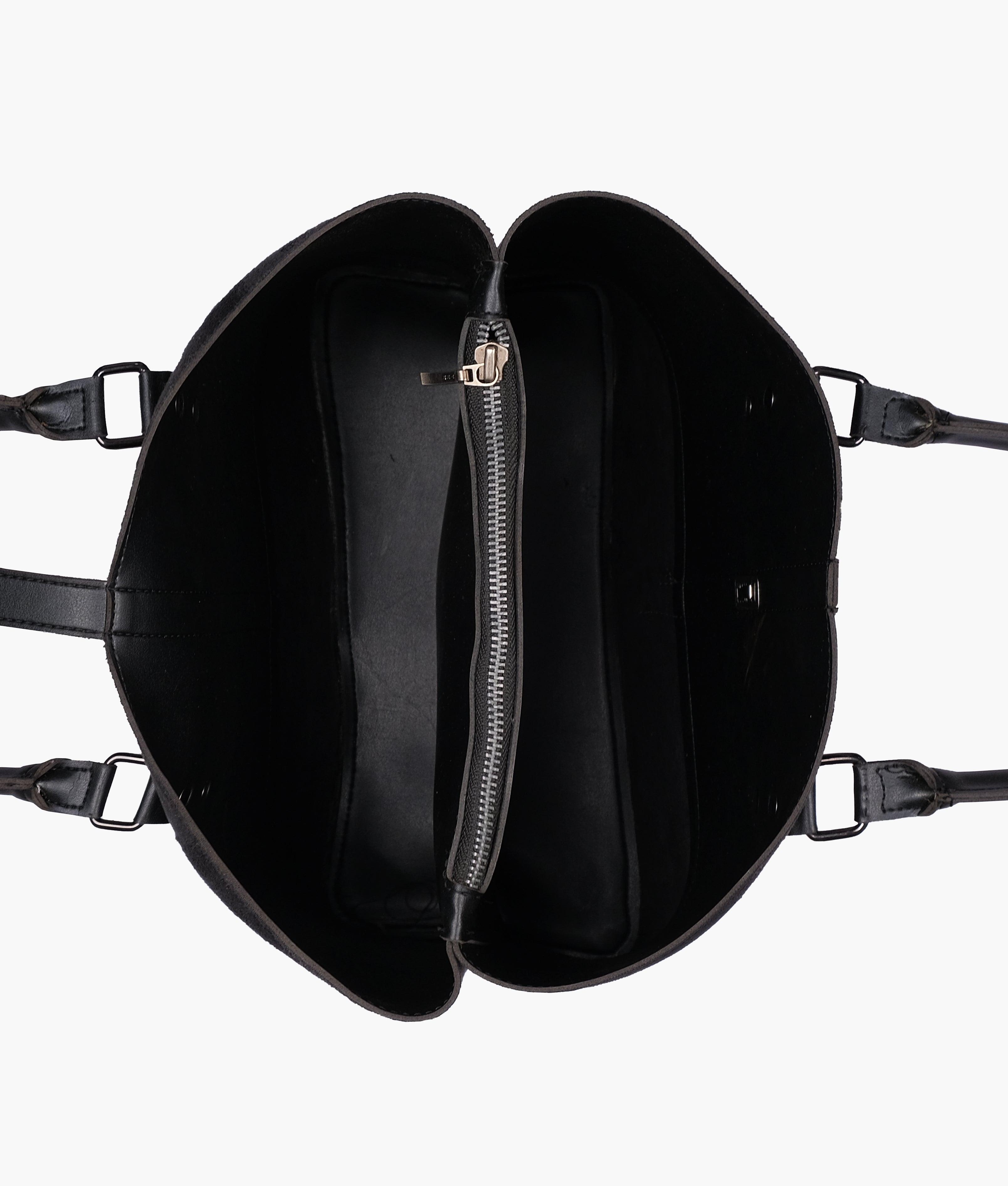 Black suede multi-compartment shoulder bag - tntwear1