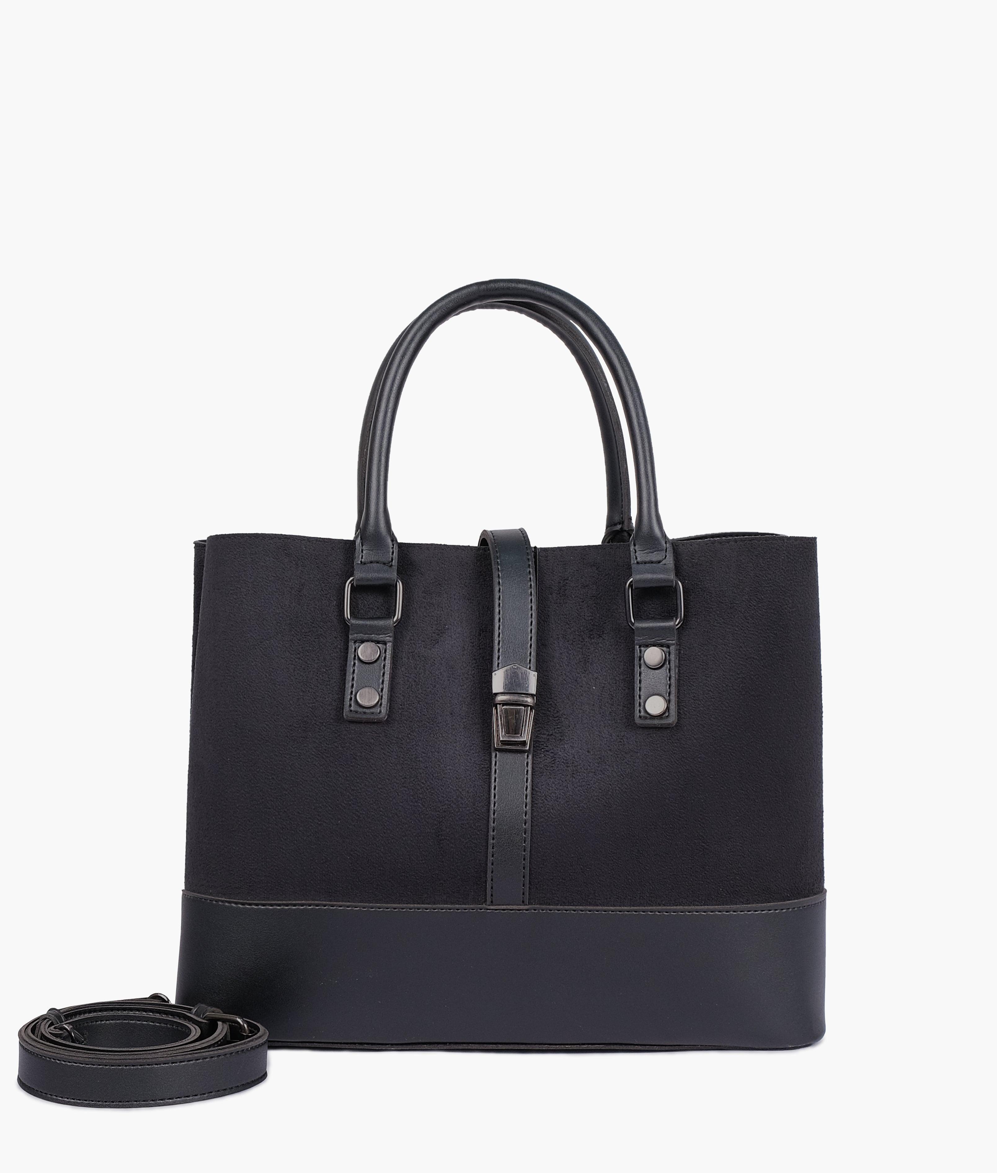 Black suede multi-compartment shoulder bag - tntwear1