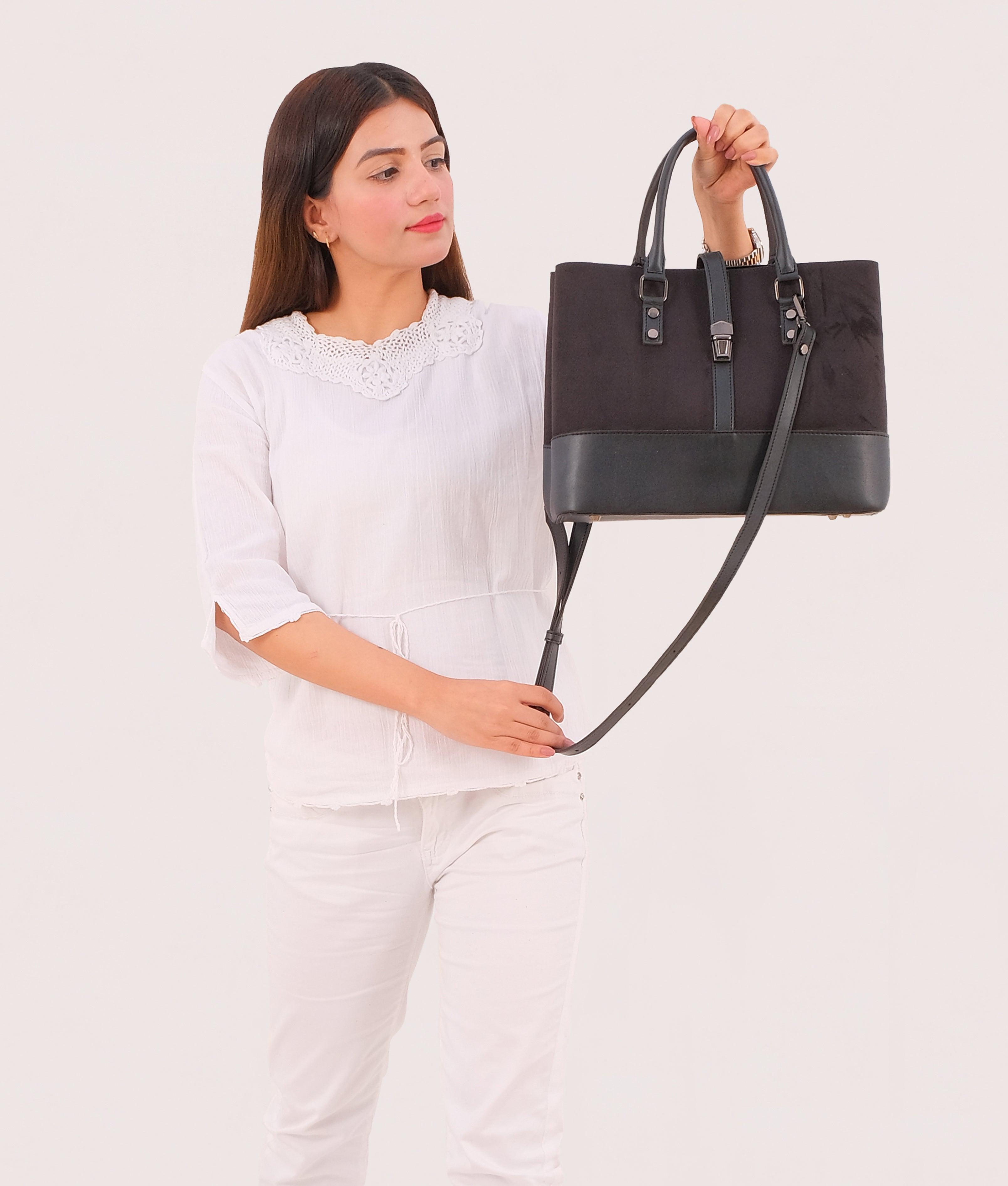 Black suede multi-compartment shoulder bag - tntwear1