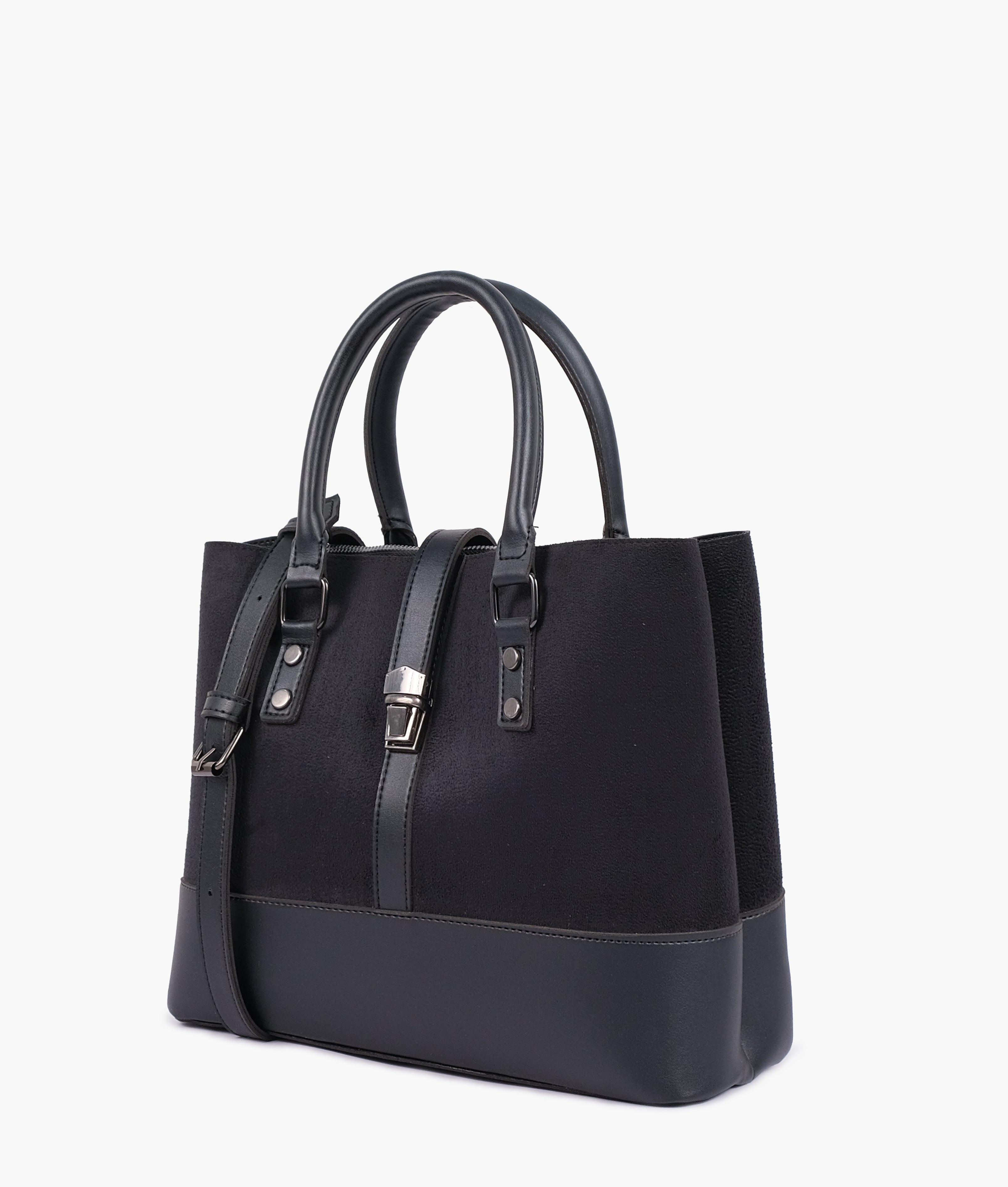 Black suede multi-compartment shoulder bag - tntwear1