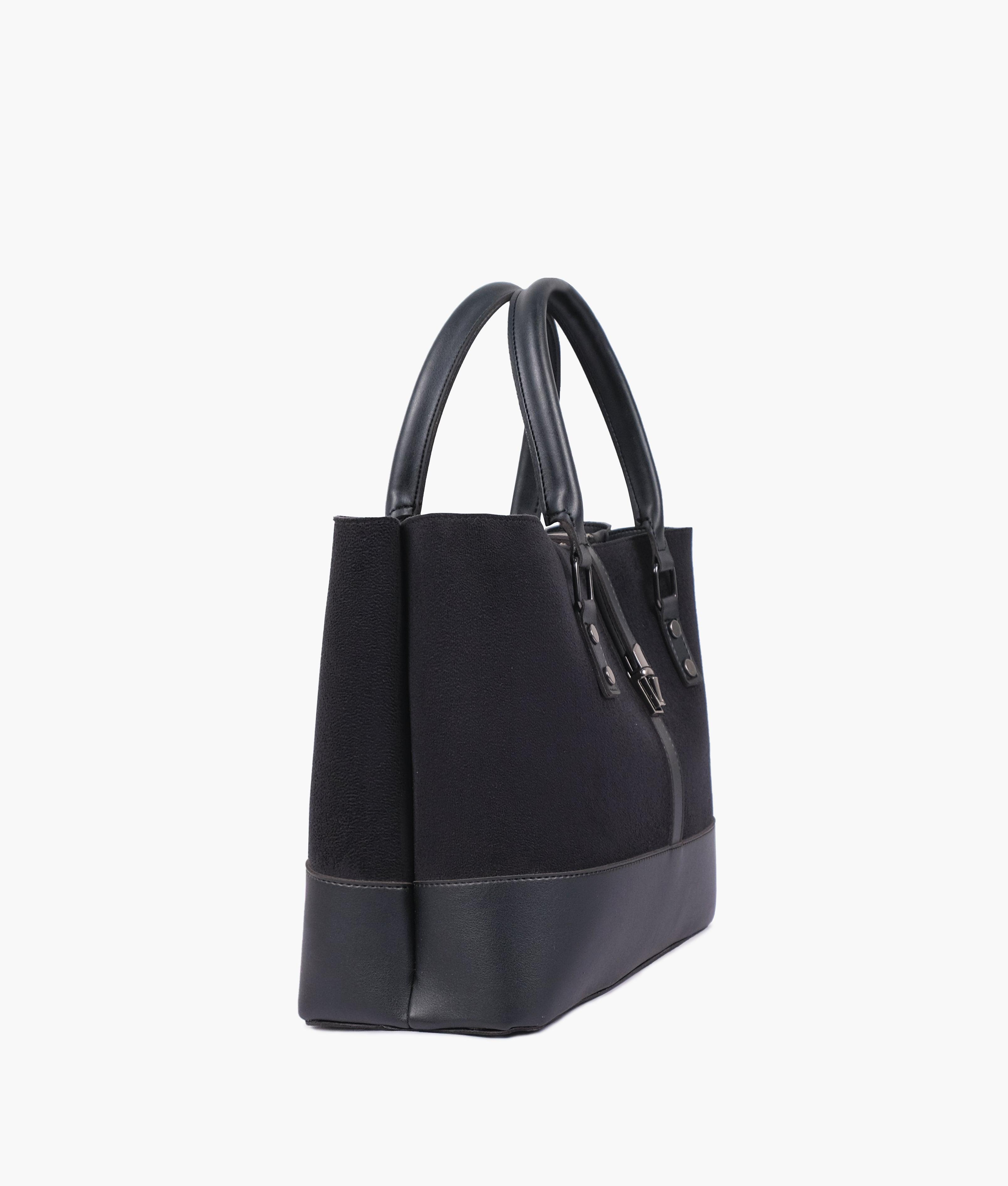 Black suede multi-compartment shoulder bag - tntwear1
