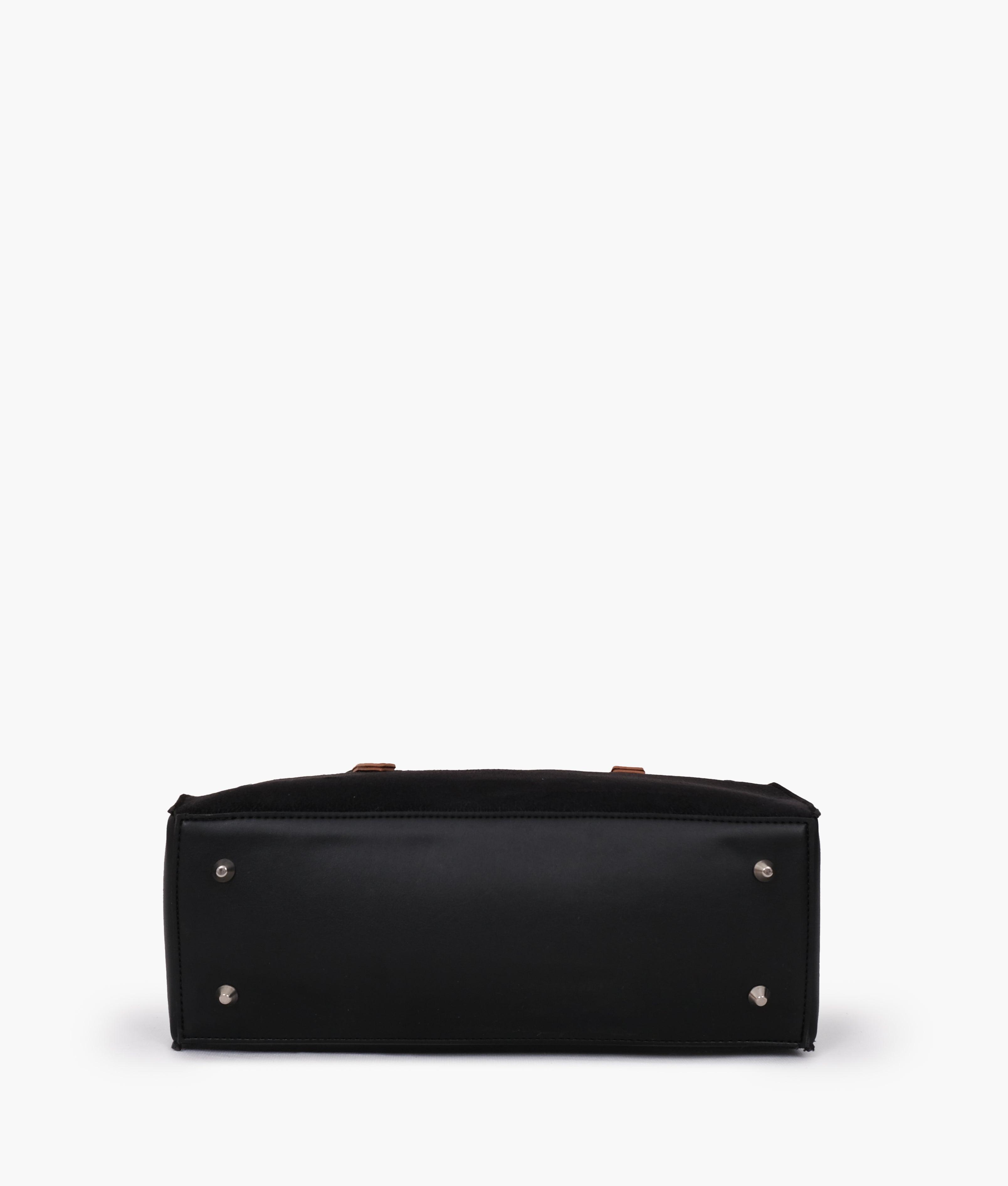 Black suede satchel tote bag - tntwear1