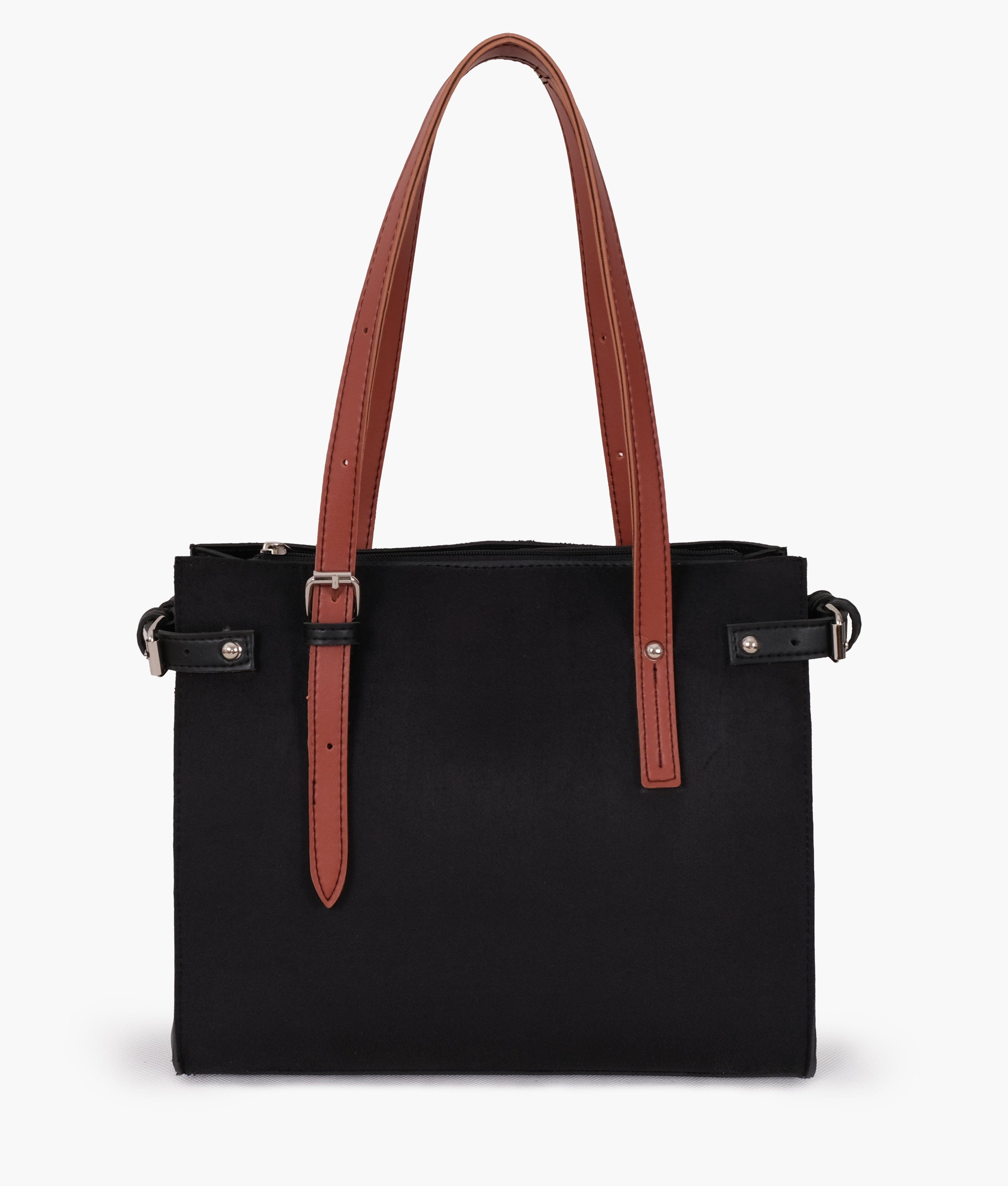 Black suede satchel tote bag - tntwear1