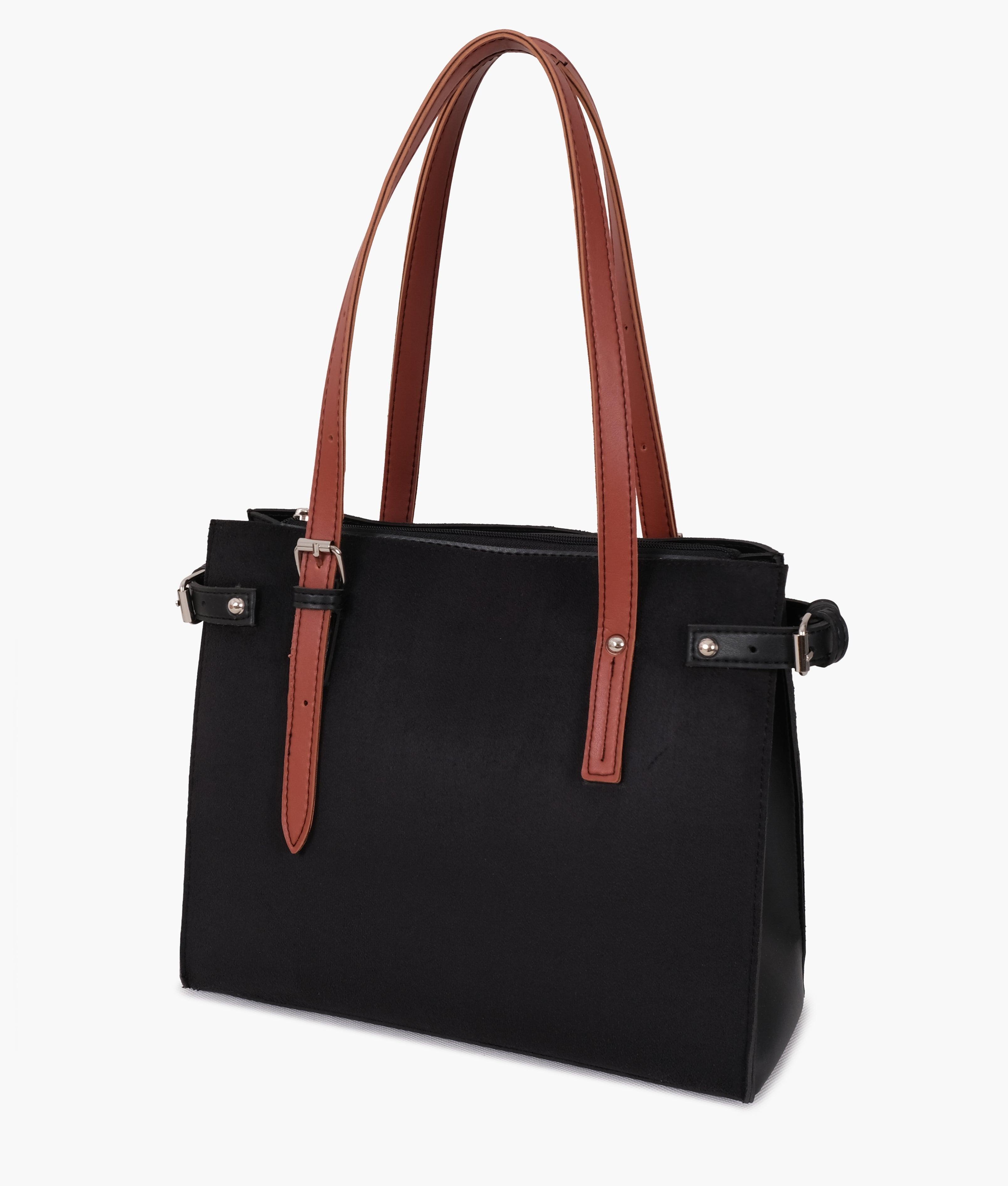 Black suede satchel tote bag - tntwear1