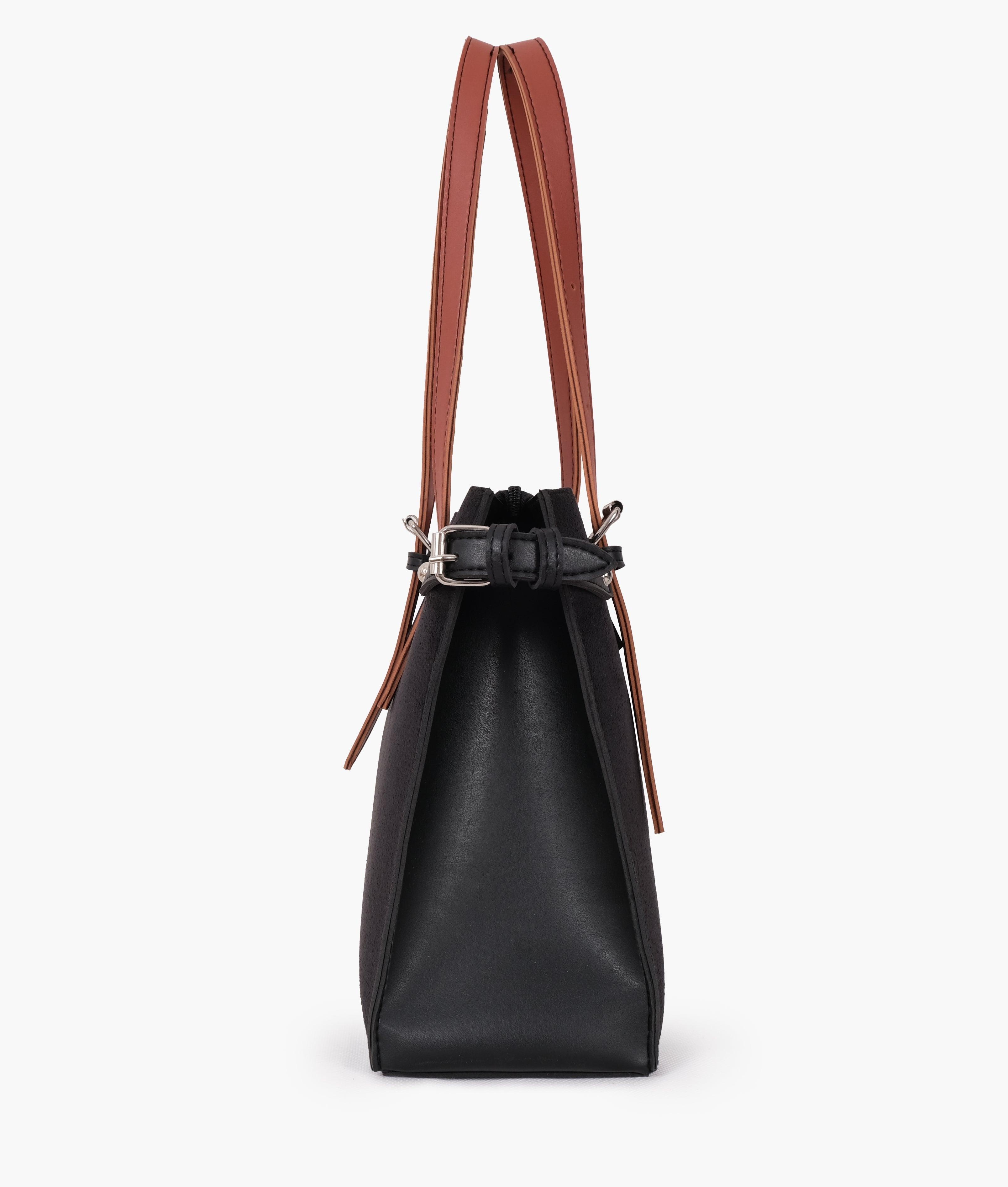 Black suede satchel tote bag - tntwear1
