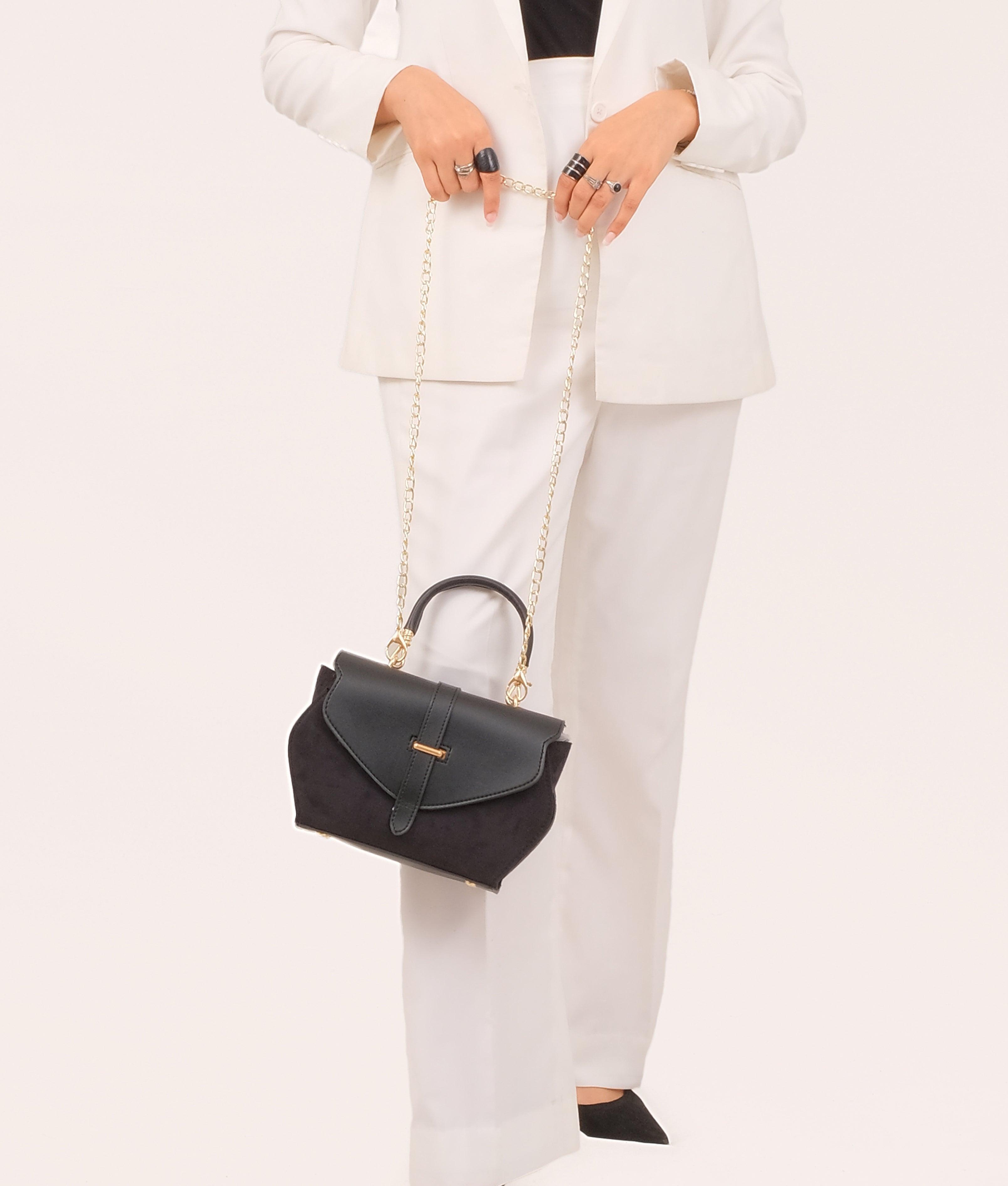 Black top-handle hexagon bag - tntwear1