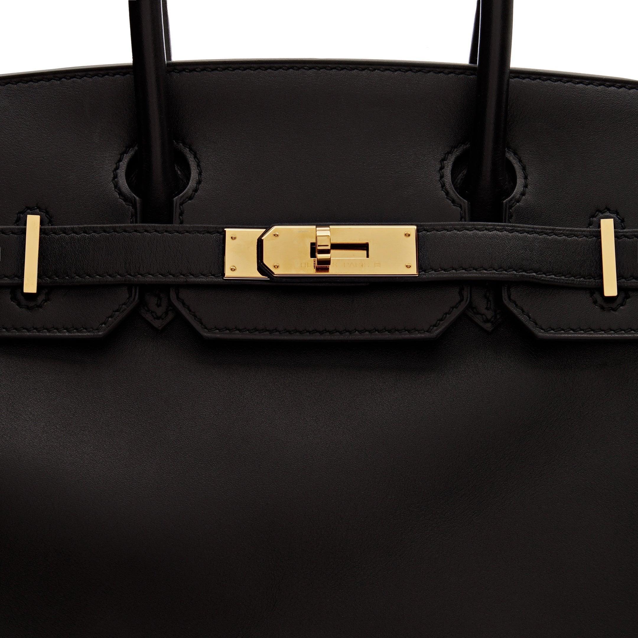 HRMS Birkin 30 Black Box Leather Gold Hardware - tntwear1