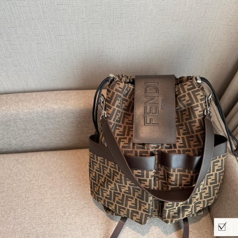 Tntwear - Large Backpack In Jacquard Fabric Brown