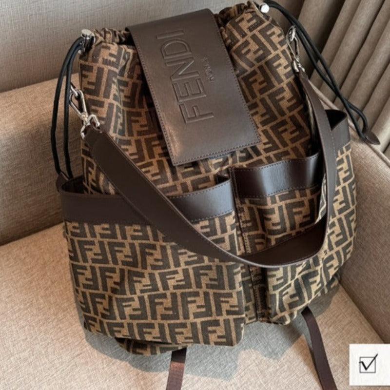 Tntwear - Large Backpack In Jacquard Fabric Brown
